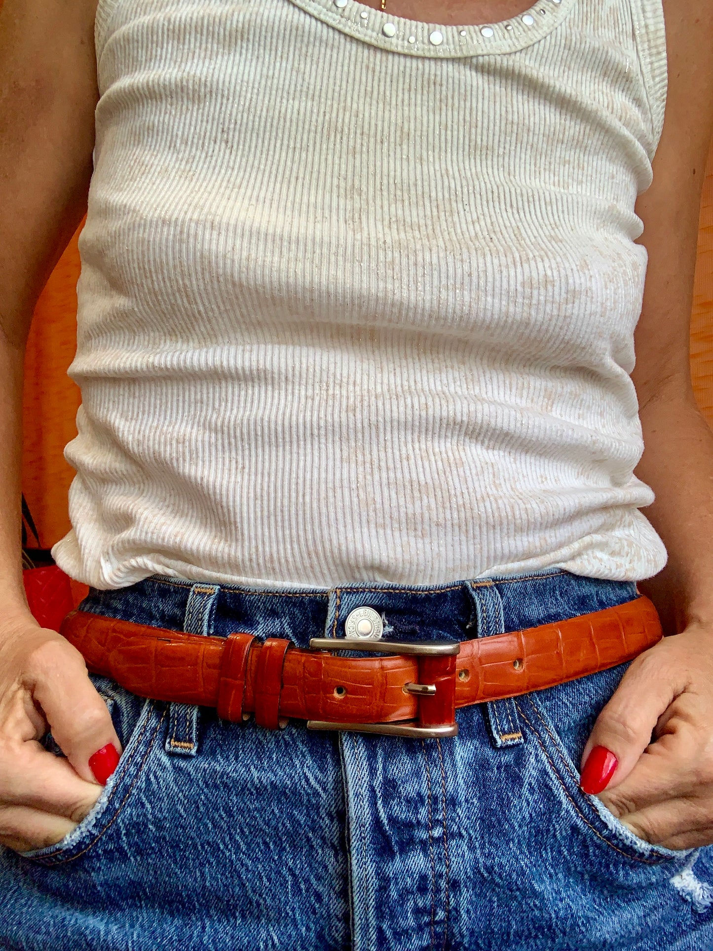Ceinture Mixte NewMan cuir façon Croco France