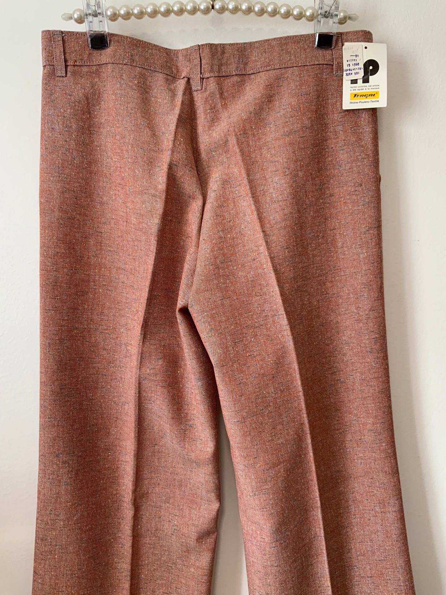 Pantalon Pattes d’éléphant Vintage Tergal 1970 Rouge