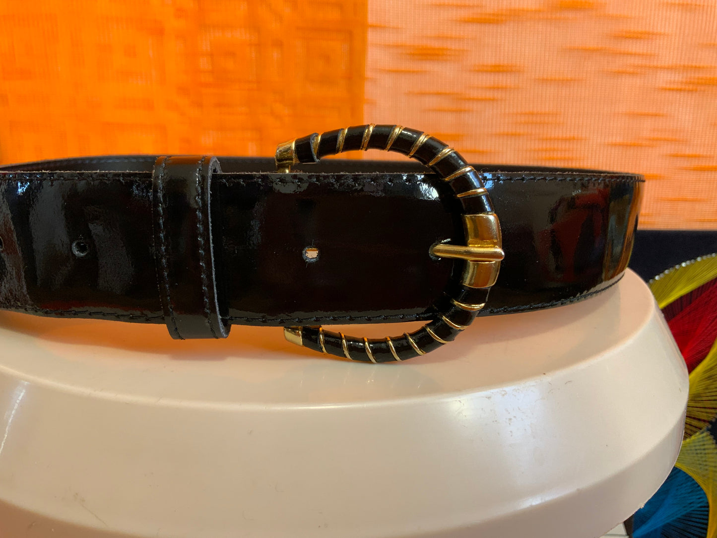 Ceinture Cuir vernis made in France Vintage