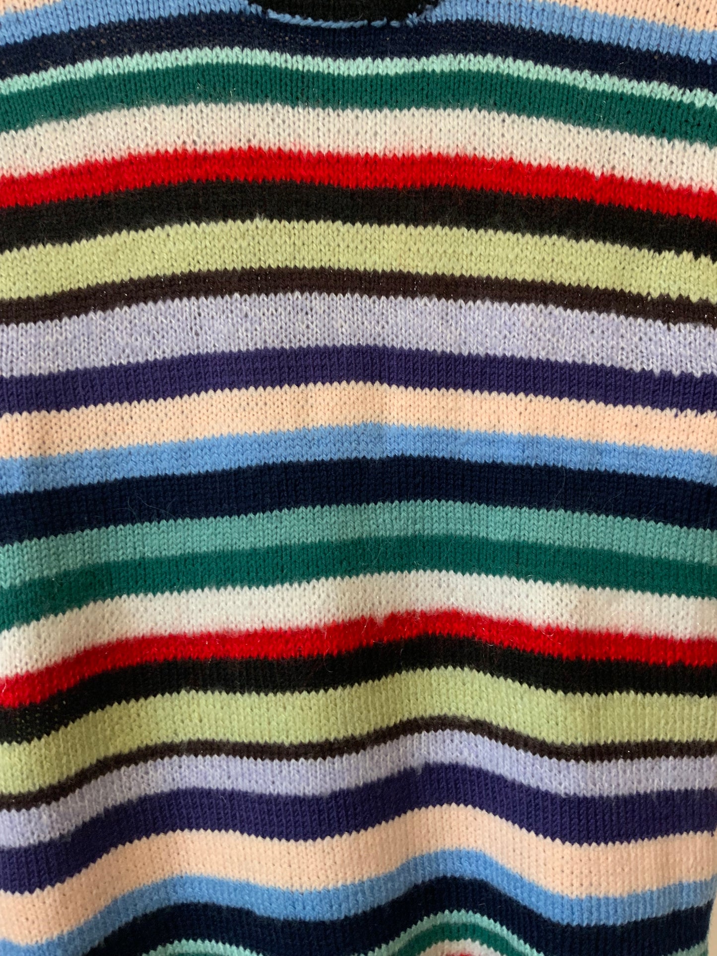 Superbe Pull Tricot Fait main création pure laine Rayures Vintage 1970