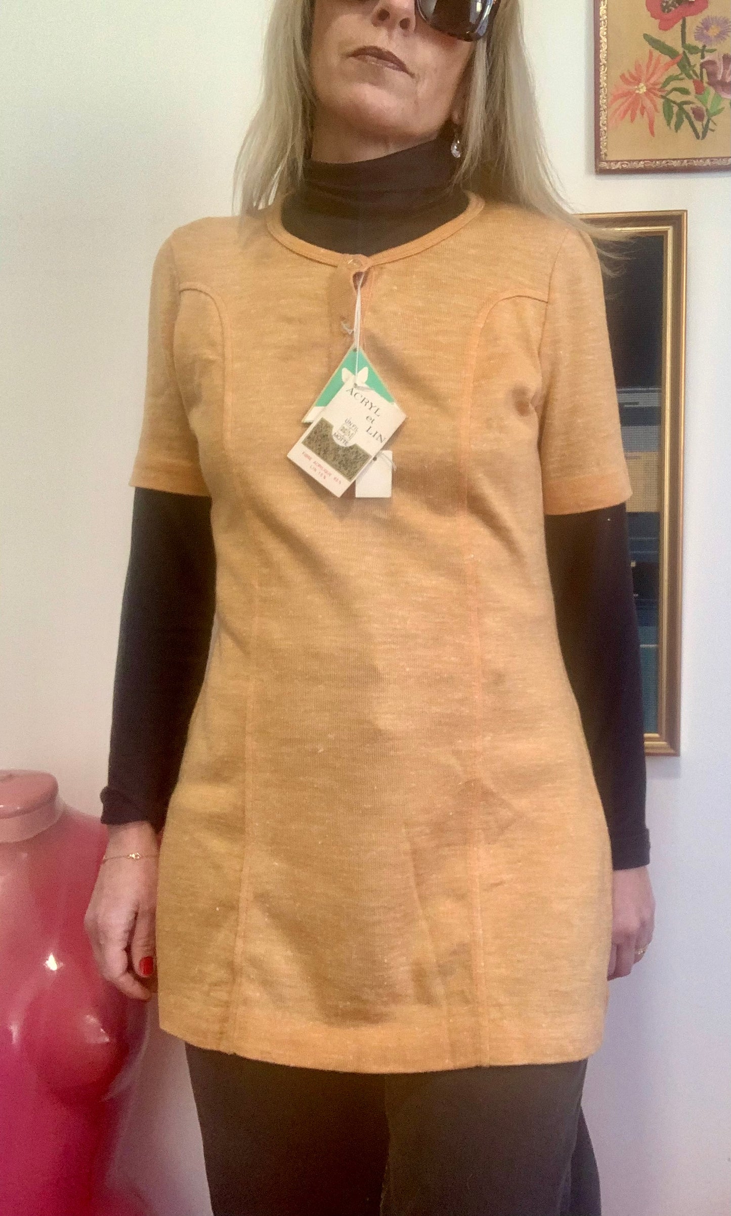 Pull tricot tunique Neuve 1970 Deadstock Vintage France