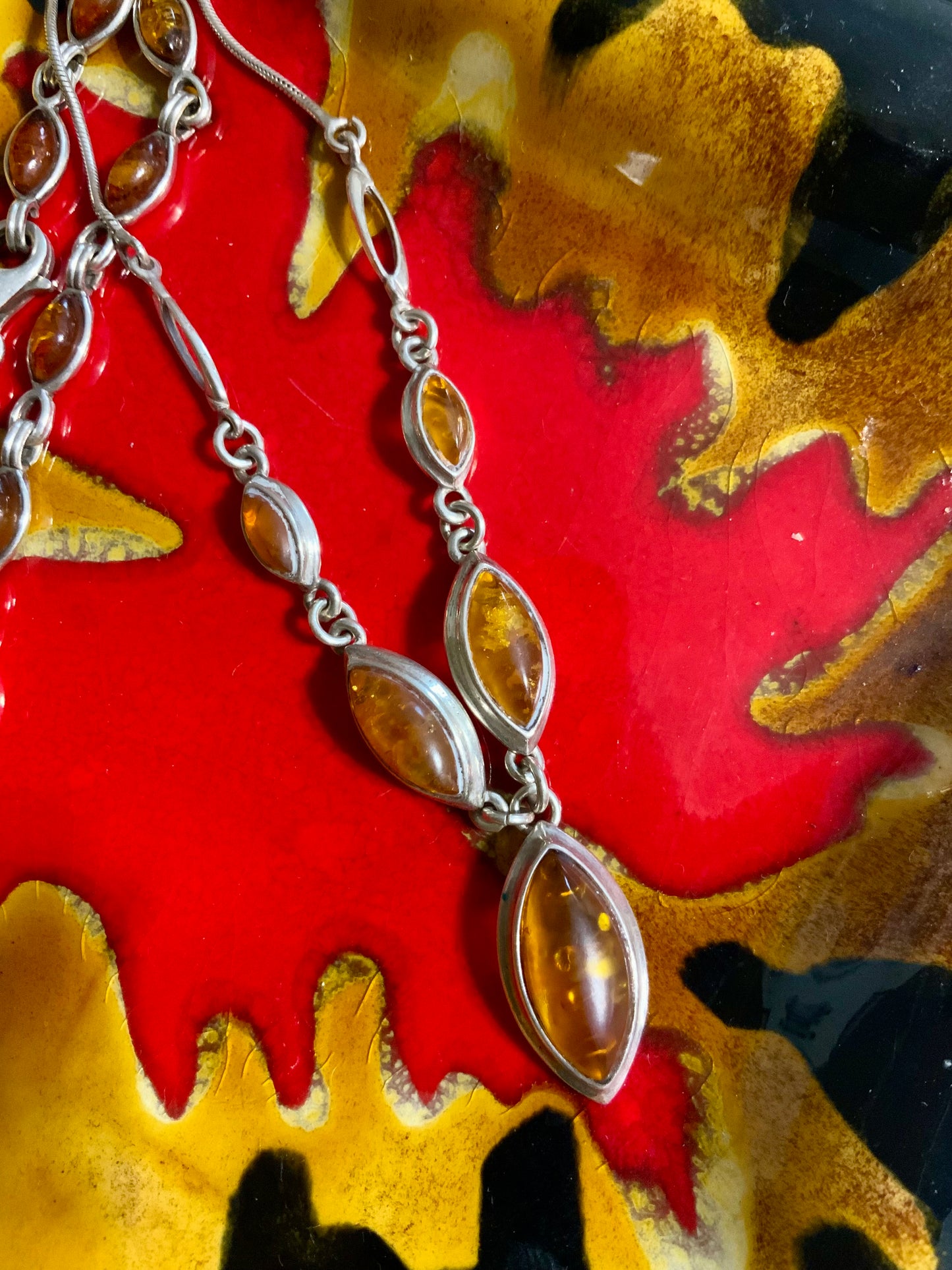 Ensemble Argent et Ambre Collier et Bracelet Vintage 1990/2000