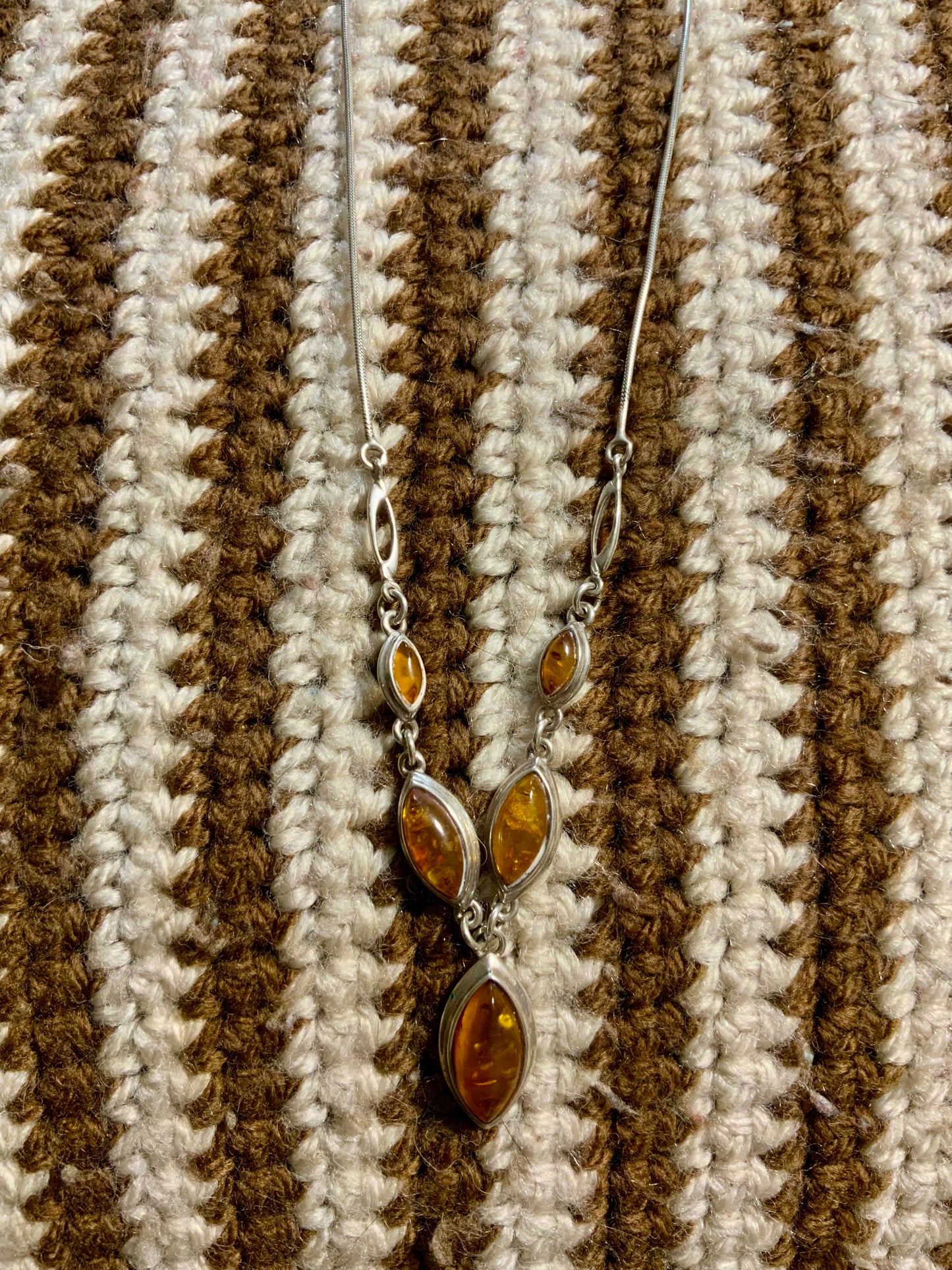 Ensemble Argent et Ambre Collier et Bracelet Vintage 1990/2000