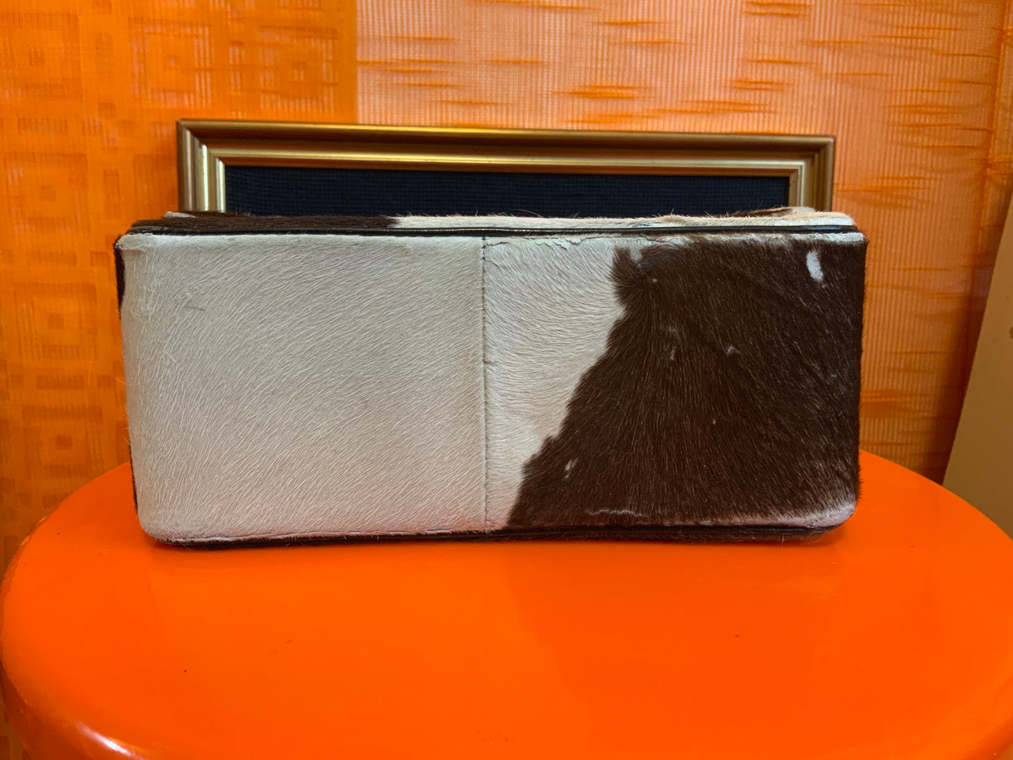 Sac à main chaînes et fourrure peau cuir de veau Vintage 1960/70 Koret