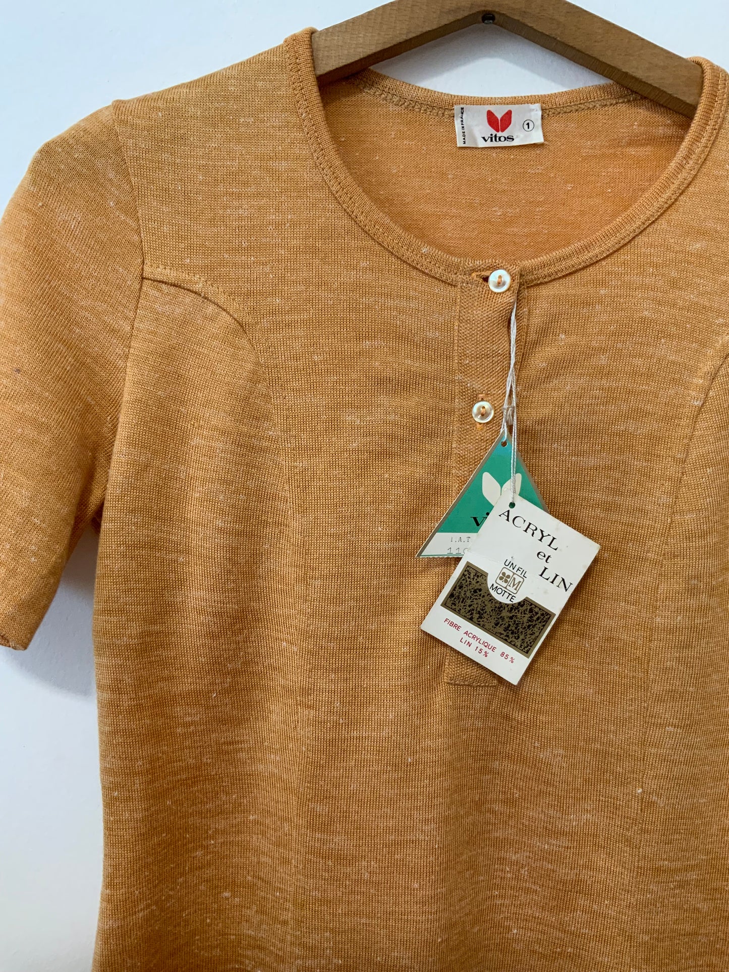 Pull tricot tunique Neuve 1970 Deadstock Vintage France