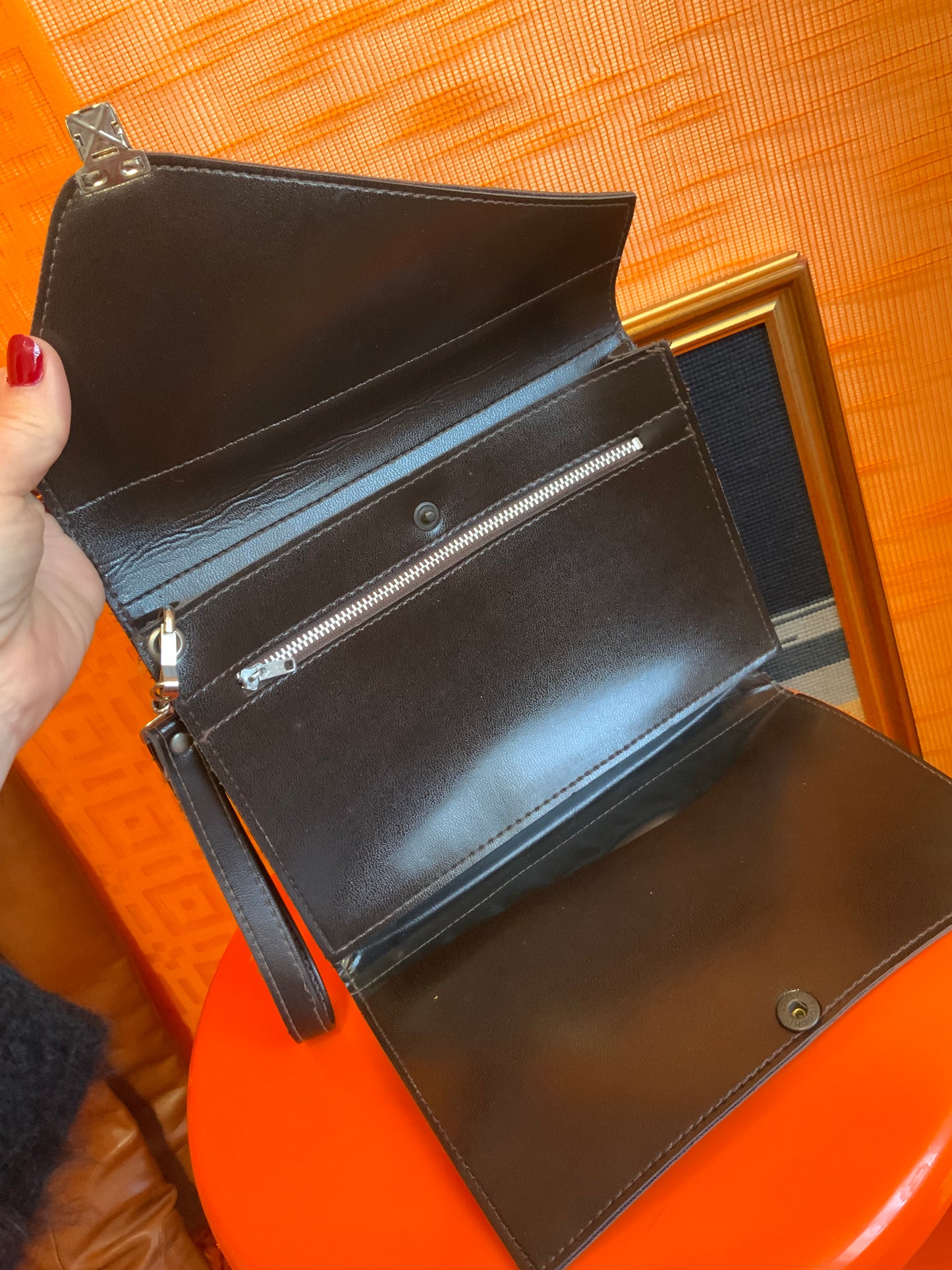 Sacoche poignée cuir noir Vintage Original Sac Italy
