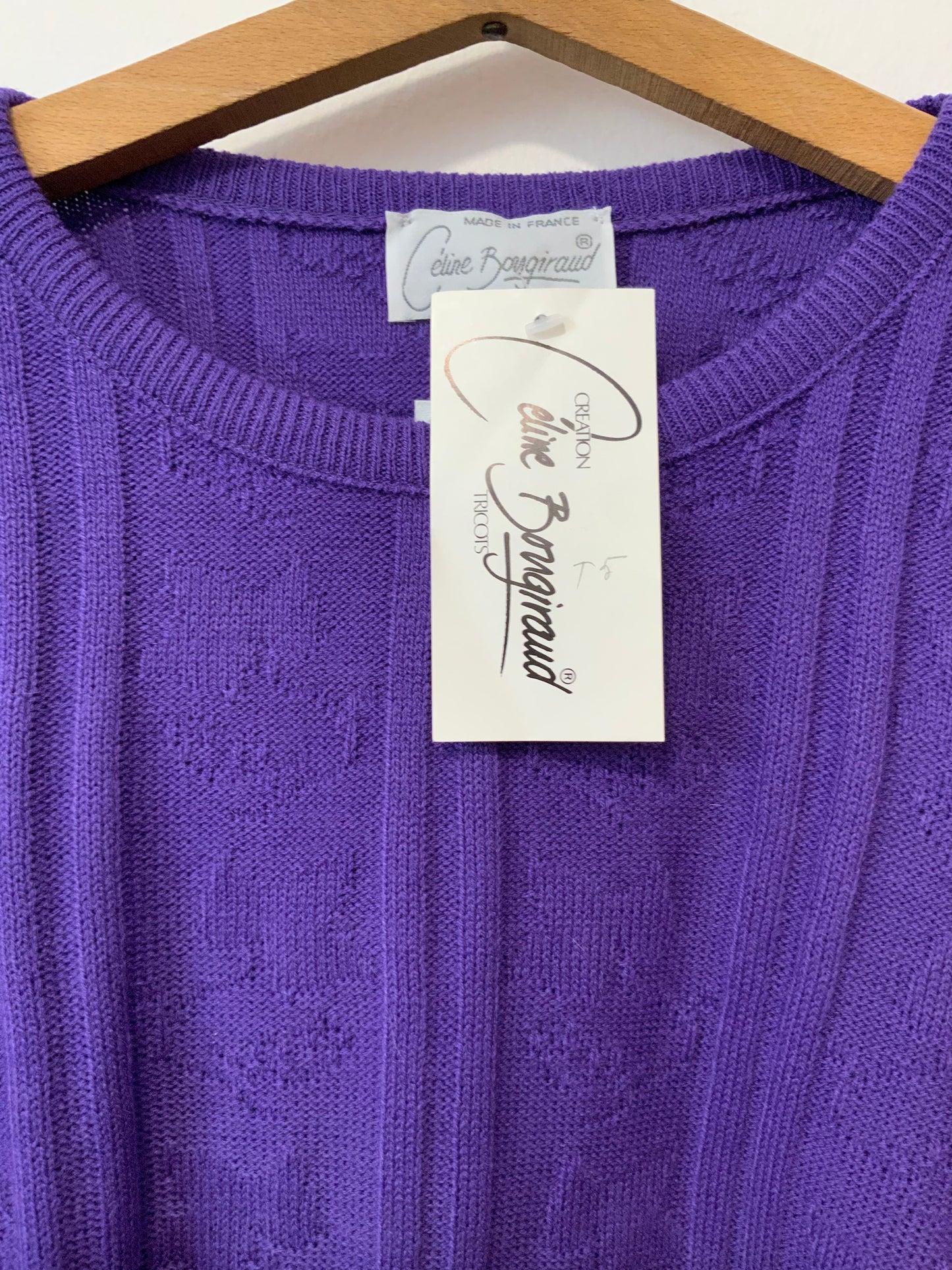Pull Violet Neuf 1970/80 France Vintage Neuf