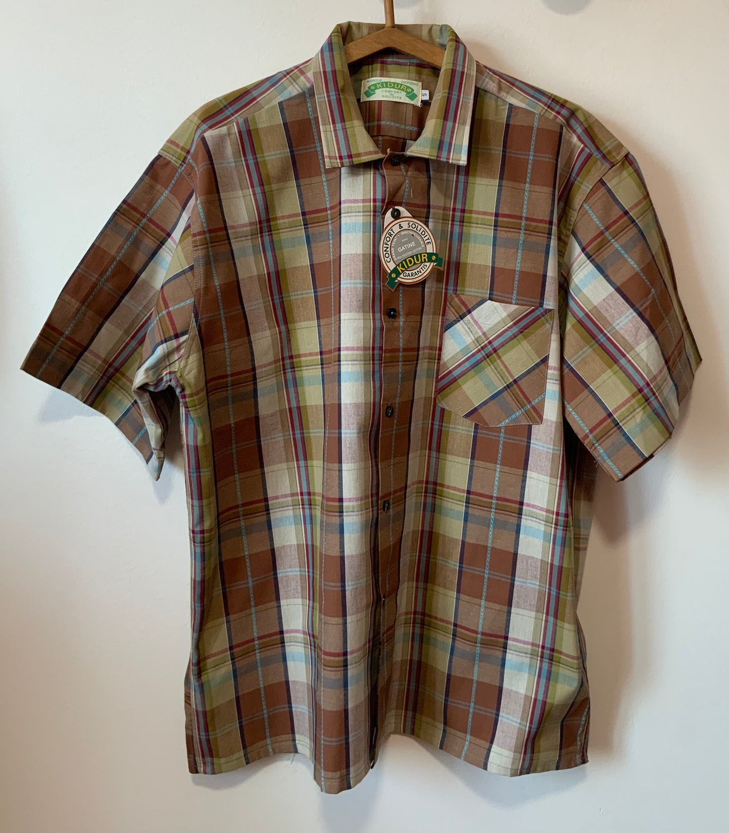 Chemise Neuve à Carreaux DeadStock Vintage 1980 Kidur France