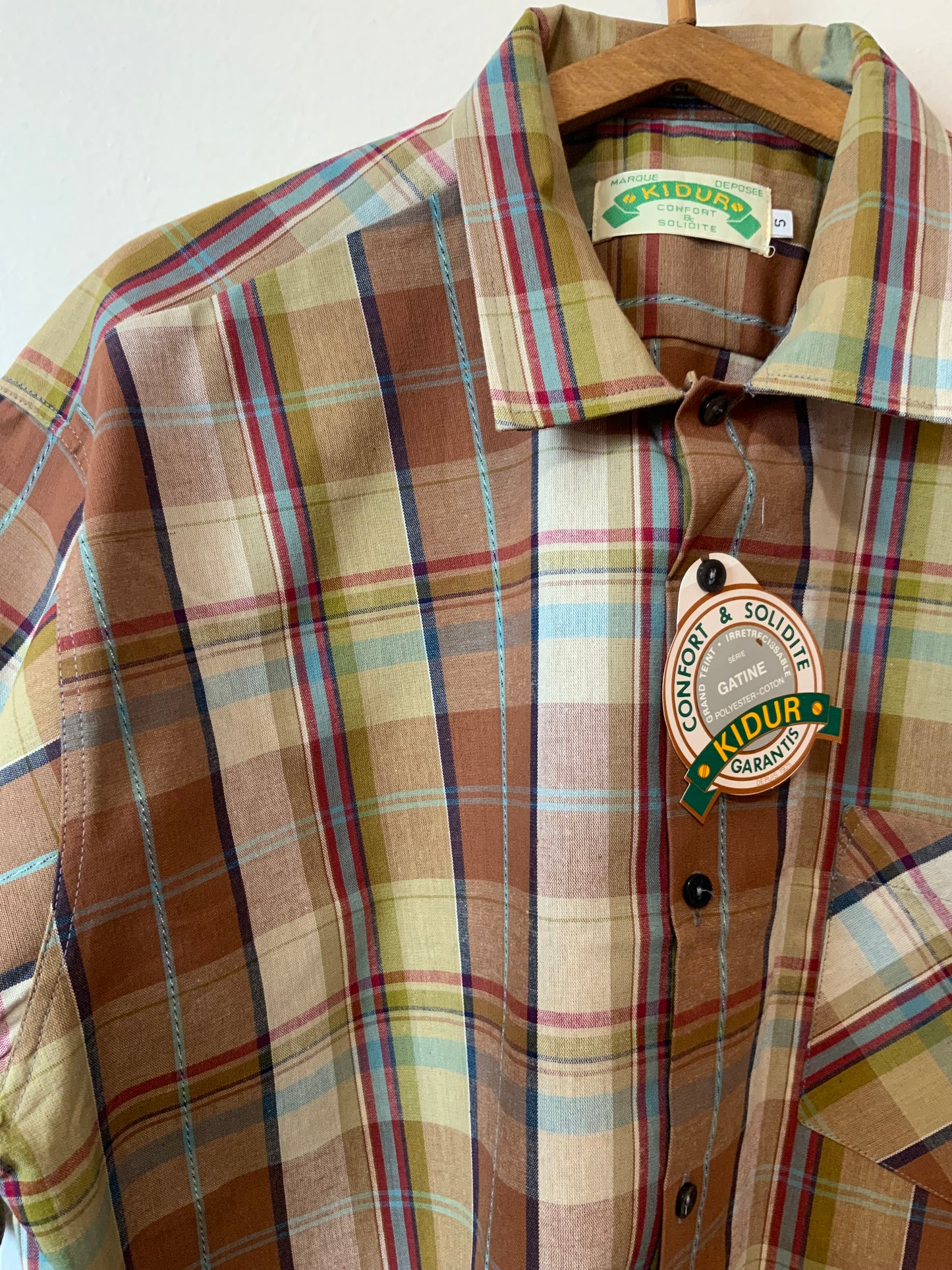 Chemise Neuve à Carreaux DeadStock Vintage 1980 Kidur France