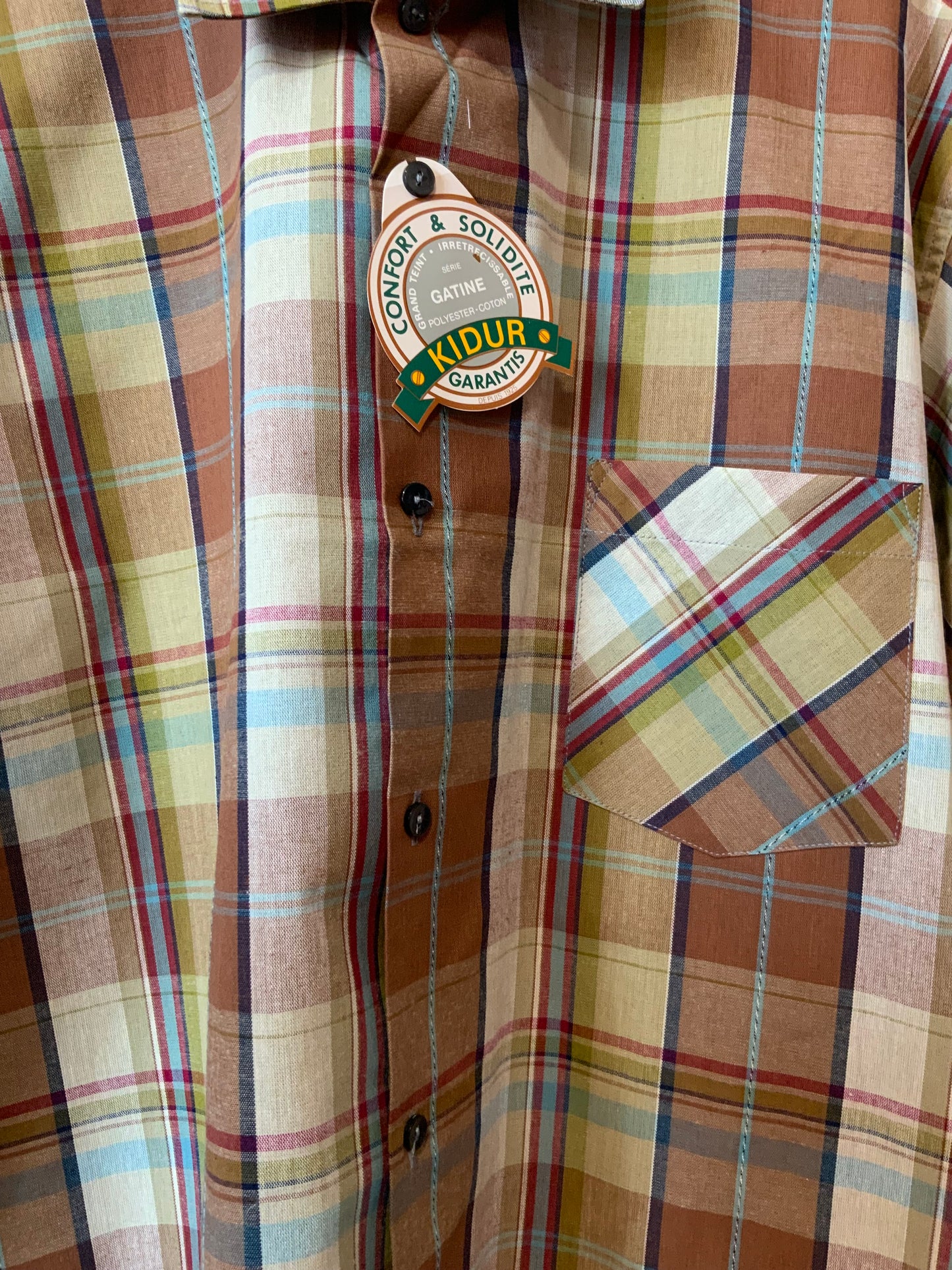 Chemise Neuve à Carreaux DeadStock Vintage 1980 Kidur France