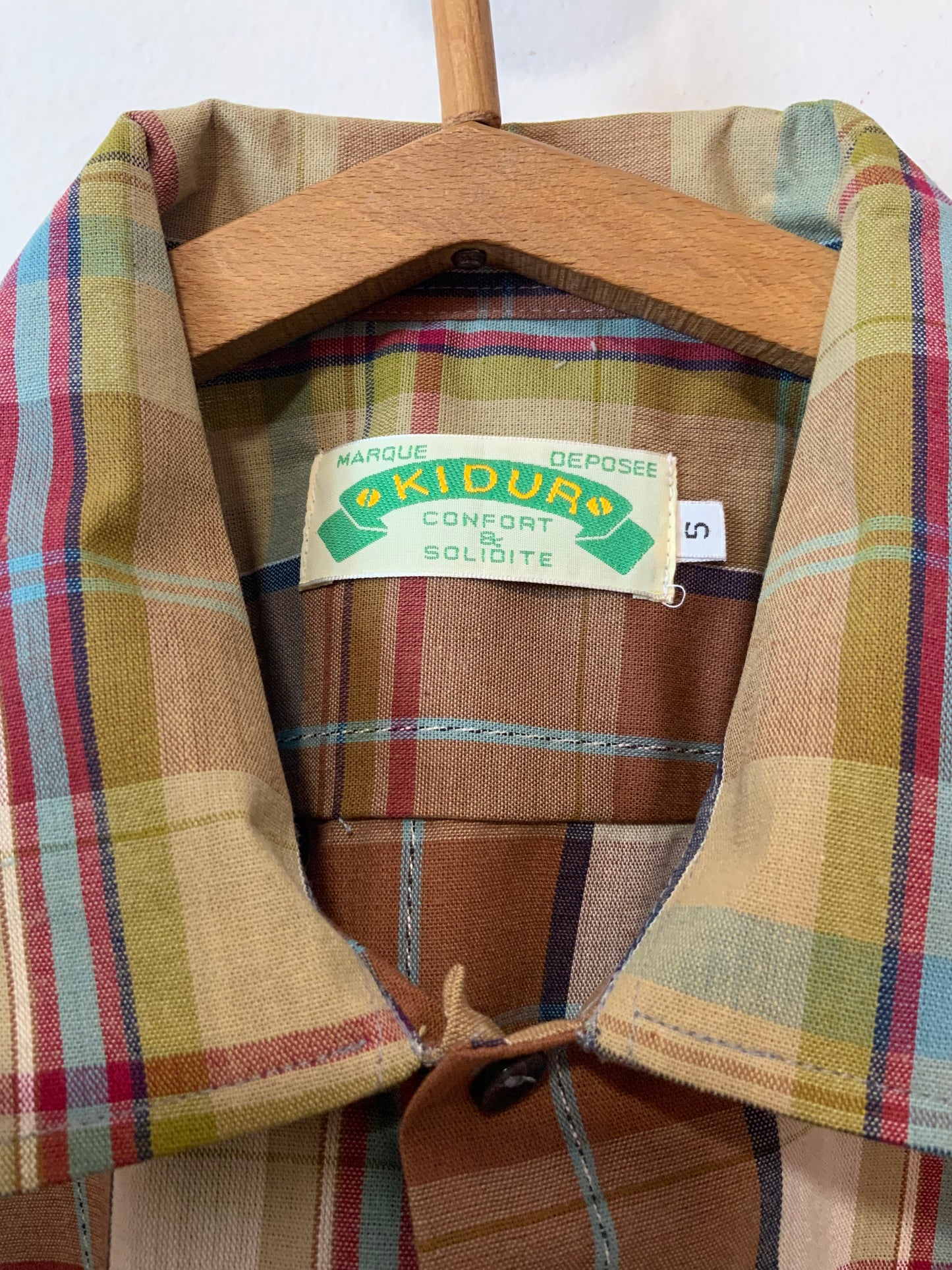 Chemise Neuve à Carreaux DeadStock Vintage 1980 Kidur France