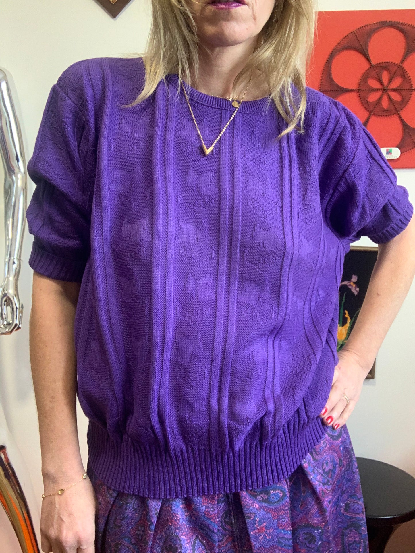 Pull Violet Neuf 1970/80 France Vintage Neuf