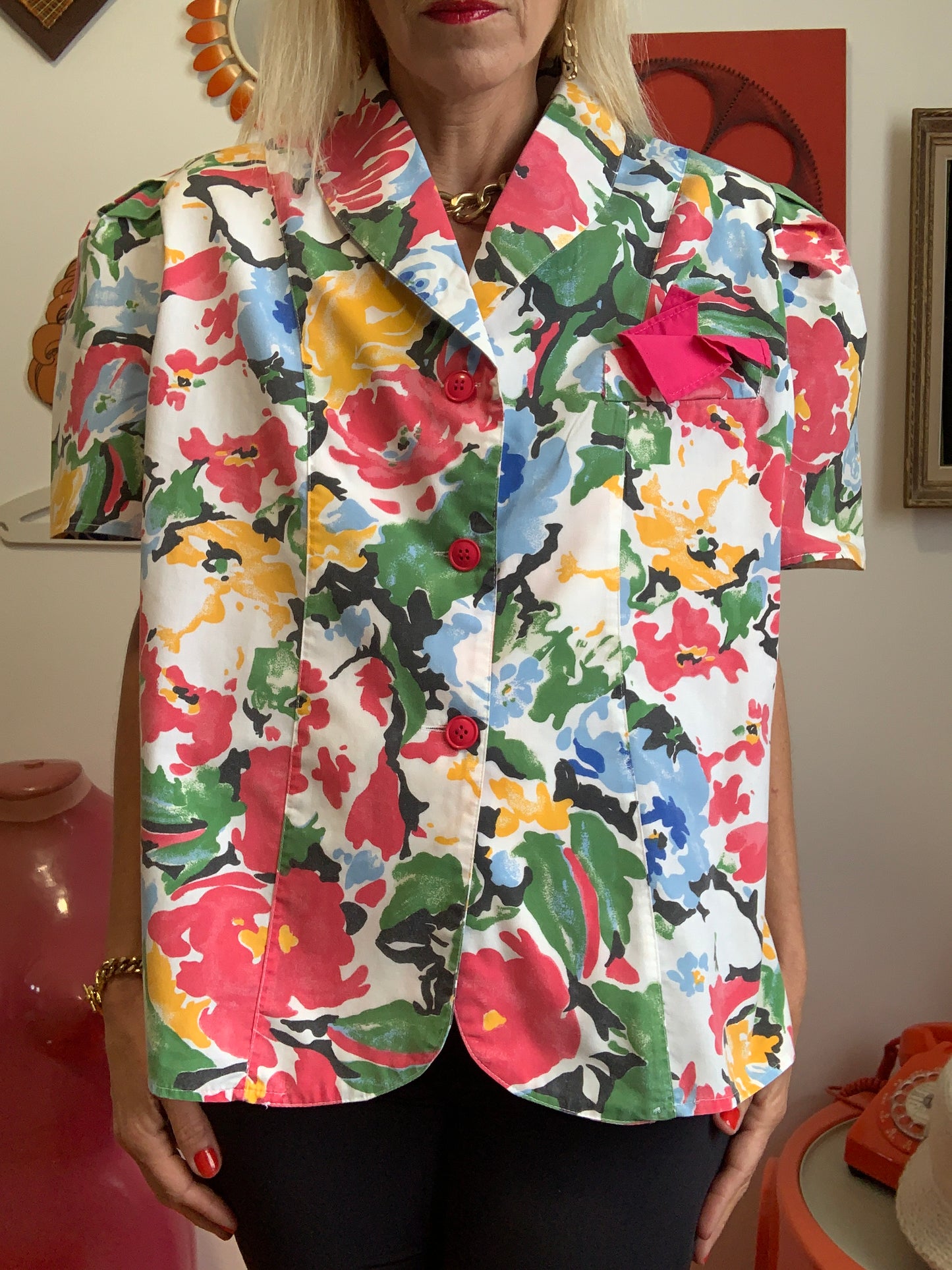 Veste légère Fleurs Vintage 1980