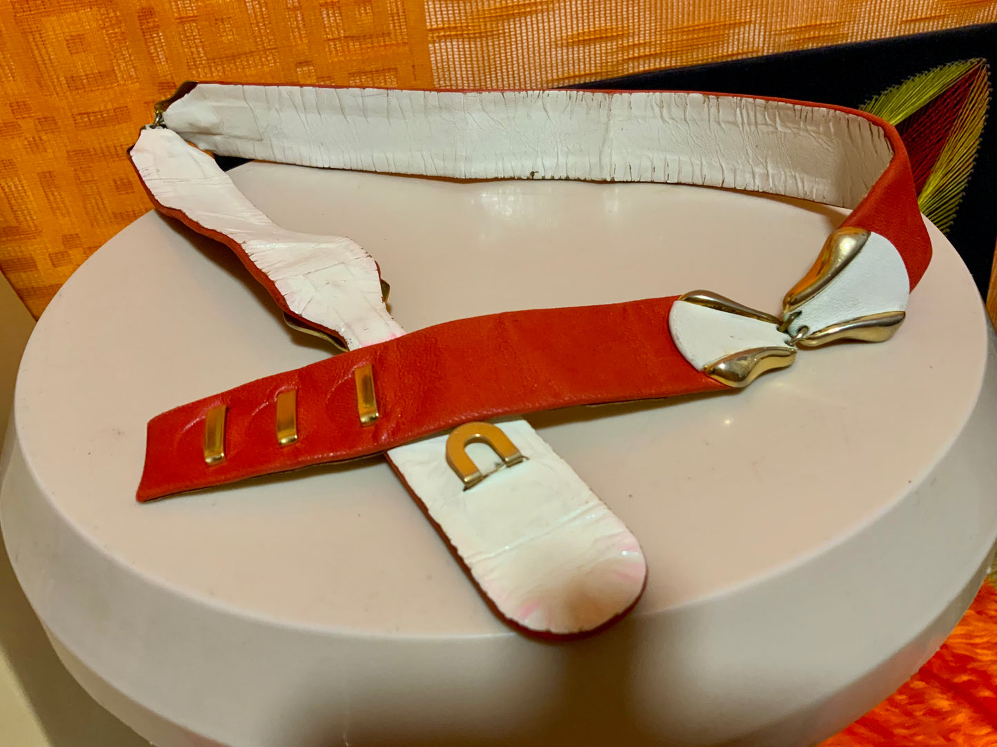 Ceinture Vintage 1960 Cuir rouge