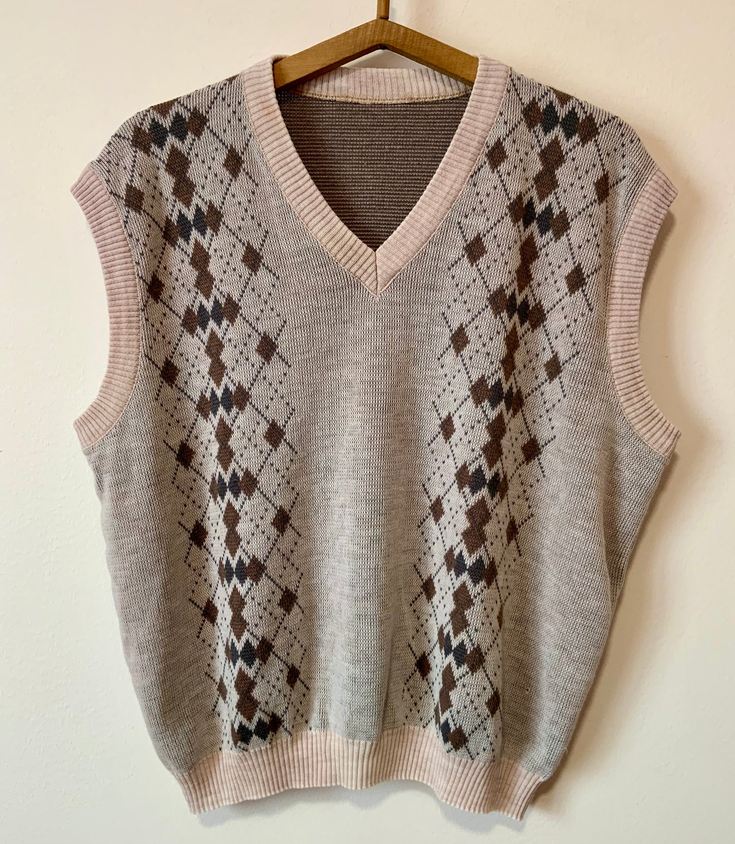 Pull sans manche aux motifs carreaux Burlingtons Col V Vintage 1980/90