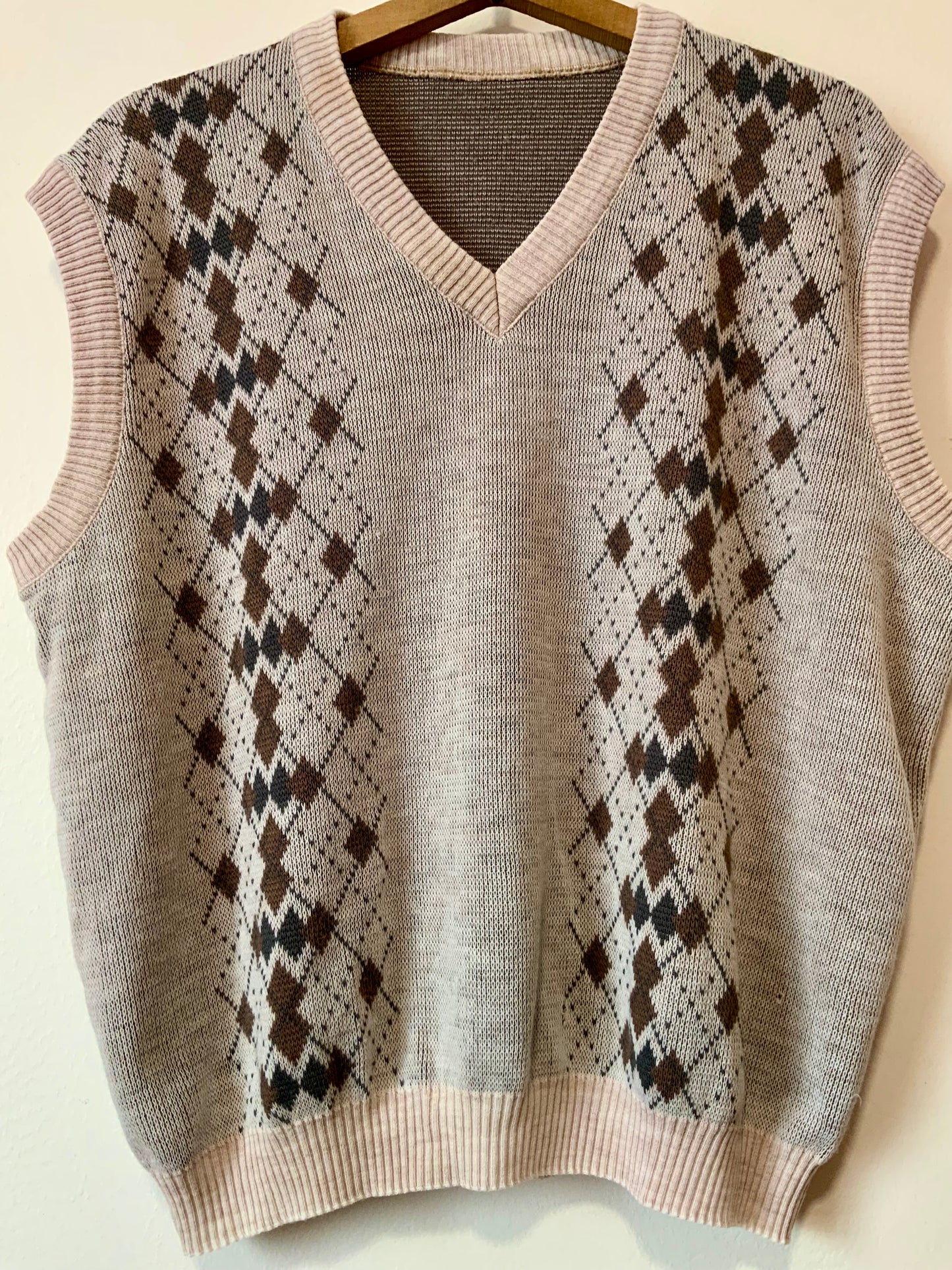 Pull sans manche aux motifs carreaux Burlingtons Col V Vintage 1980/90