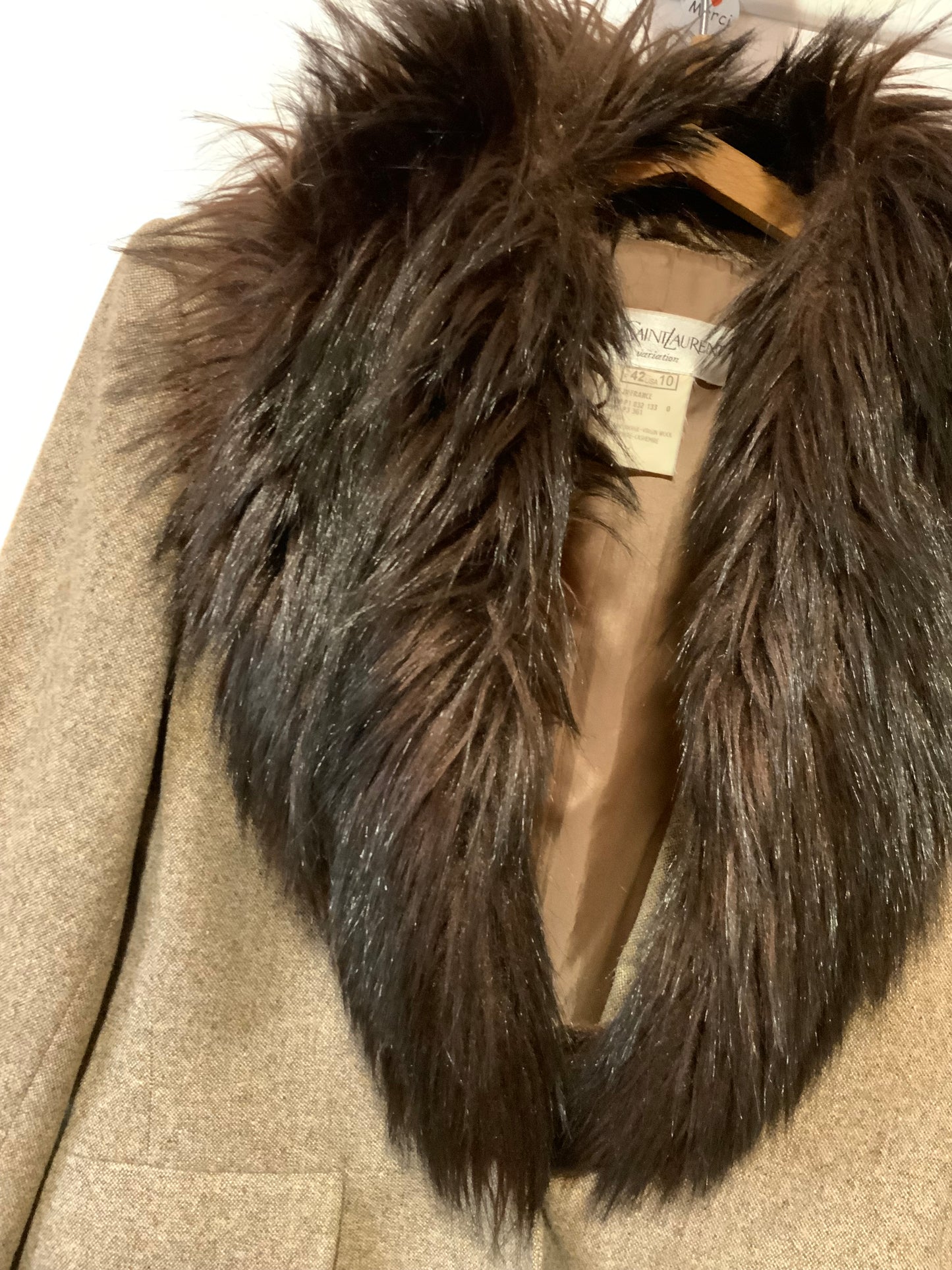 Sublime Veste Blazer Yves Saint Laurent Vintage avec Fourrure synthétique Laine et Cachemire