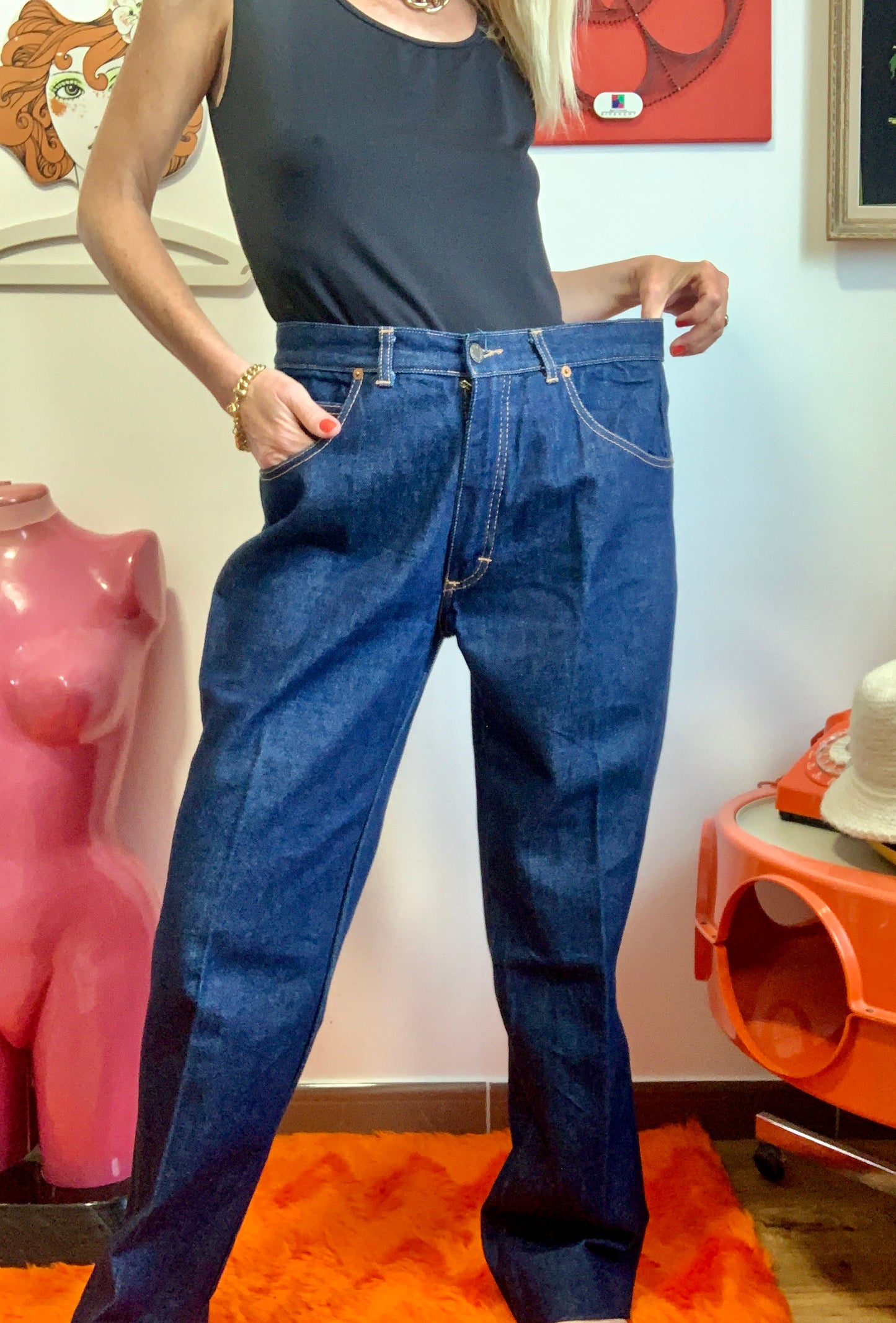 Jean Brut Vintage coton 1980 Elvis Forme Mom