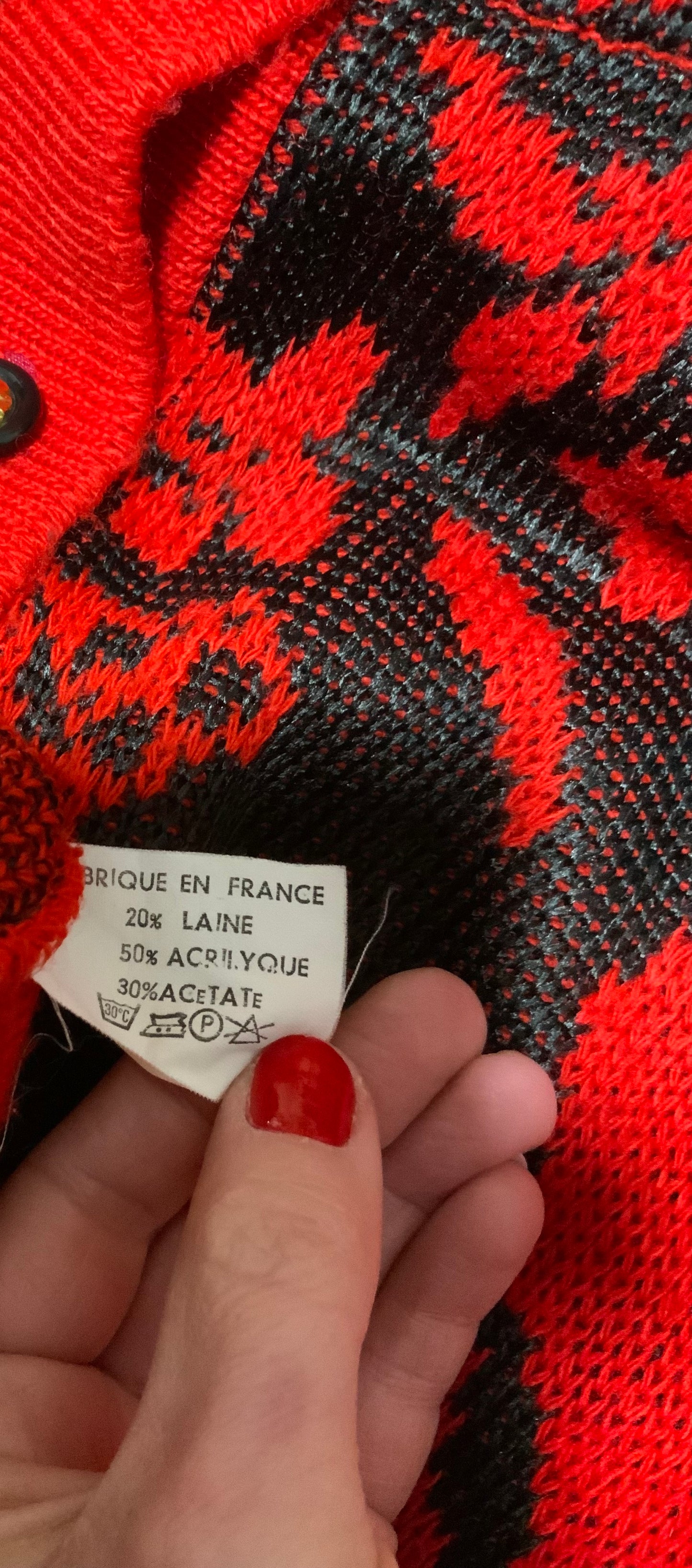 Gilet Cardigan Motifs Fleurs Elegance Vintage 1980 France