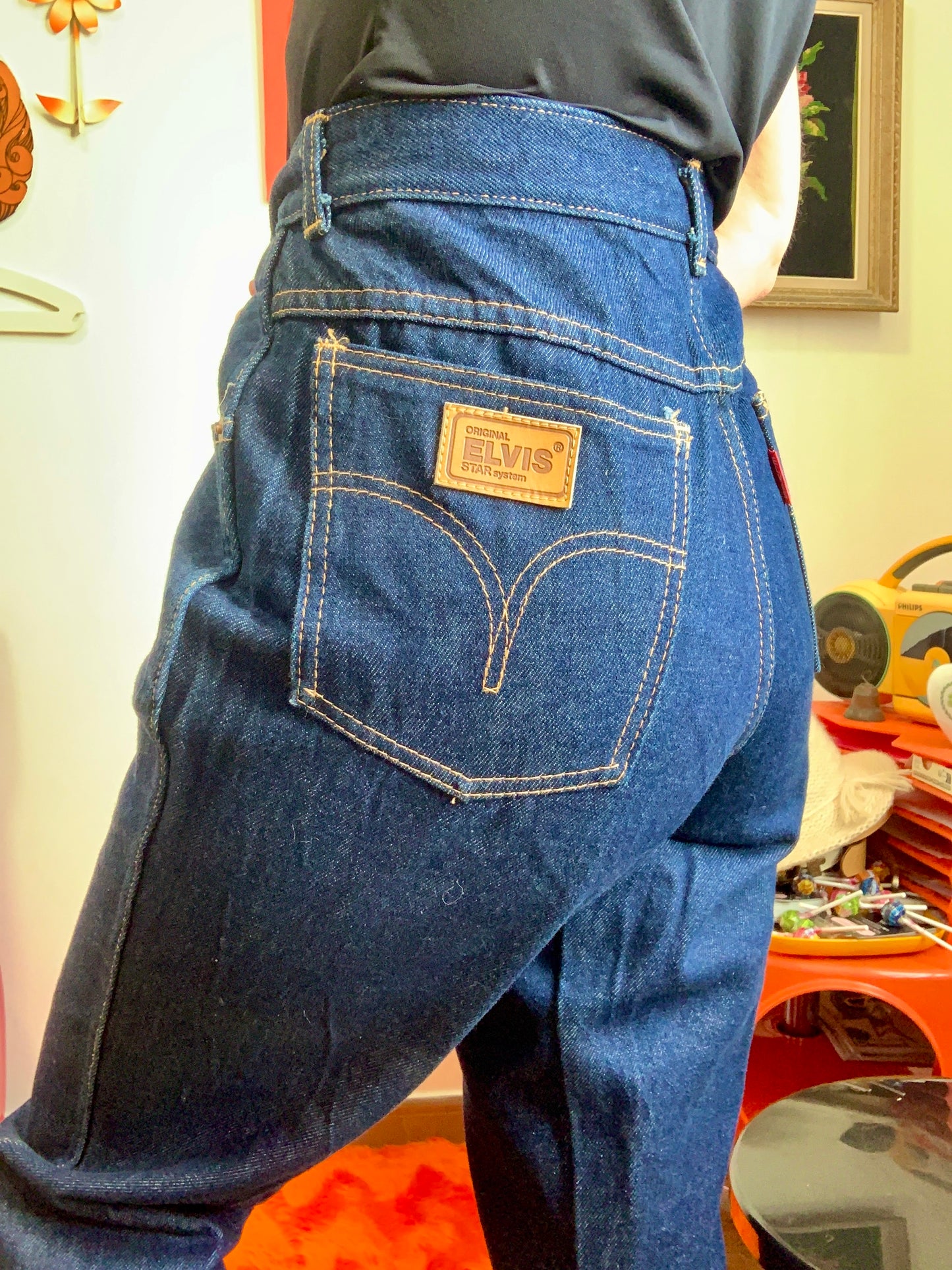 Jean Brut Vintage coton 1980 Elvis Forme Mom