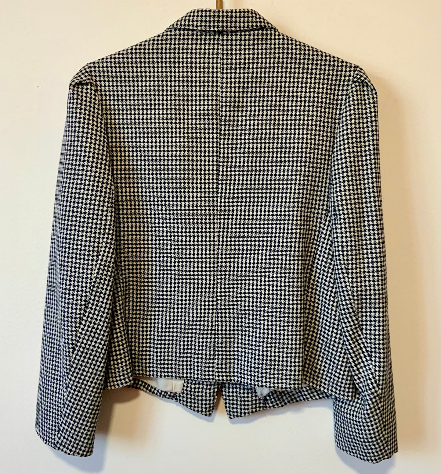 Veste blazer court forme pointue à carreaux pieds de poule Vintage France