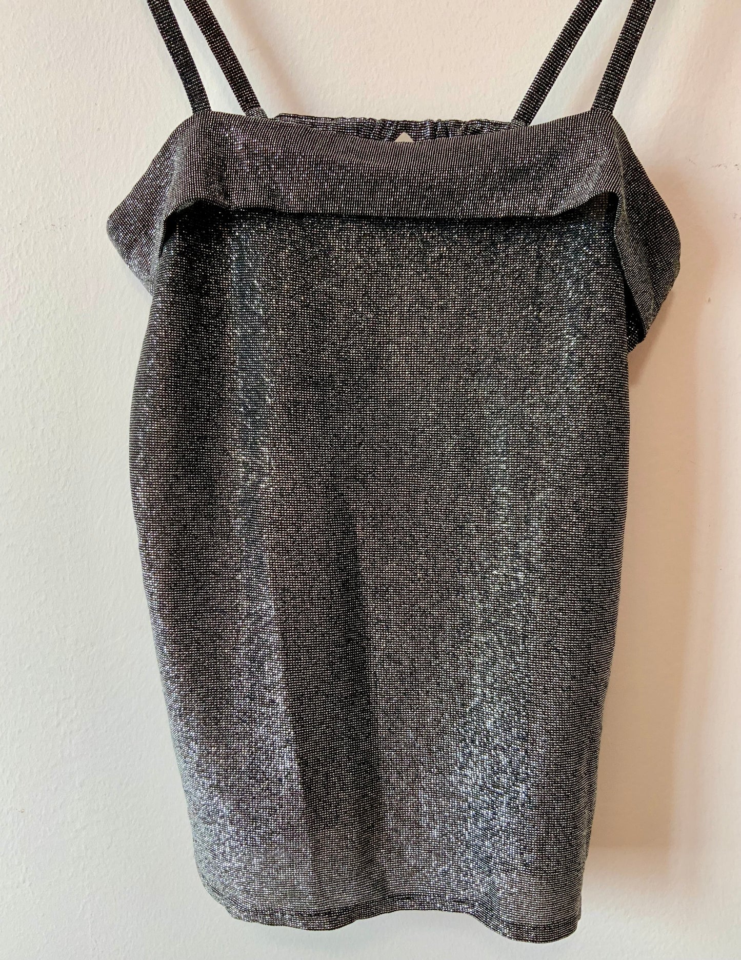 Top débardeur 1980 Vintage France Lurex Pailleté argent Made in France