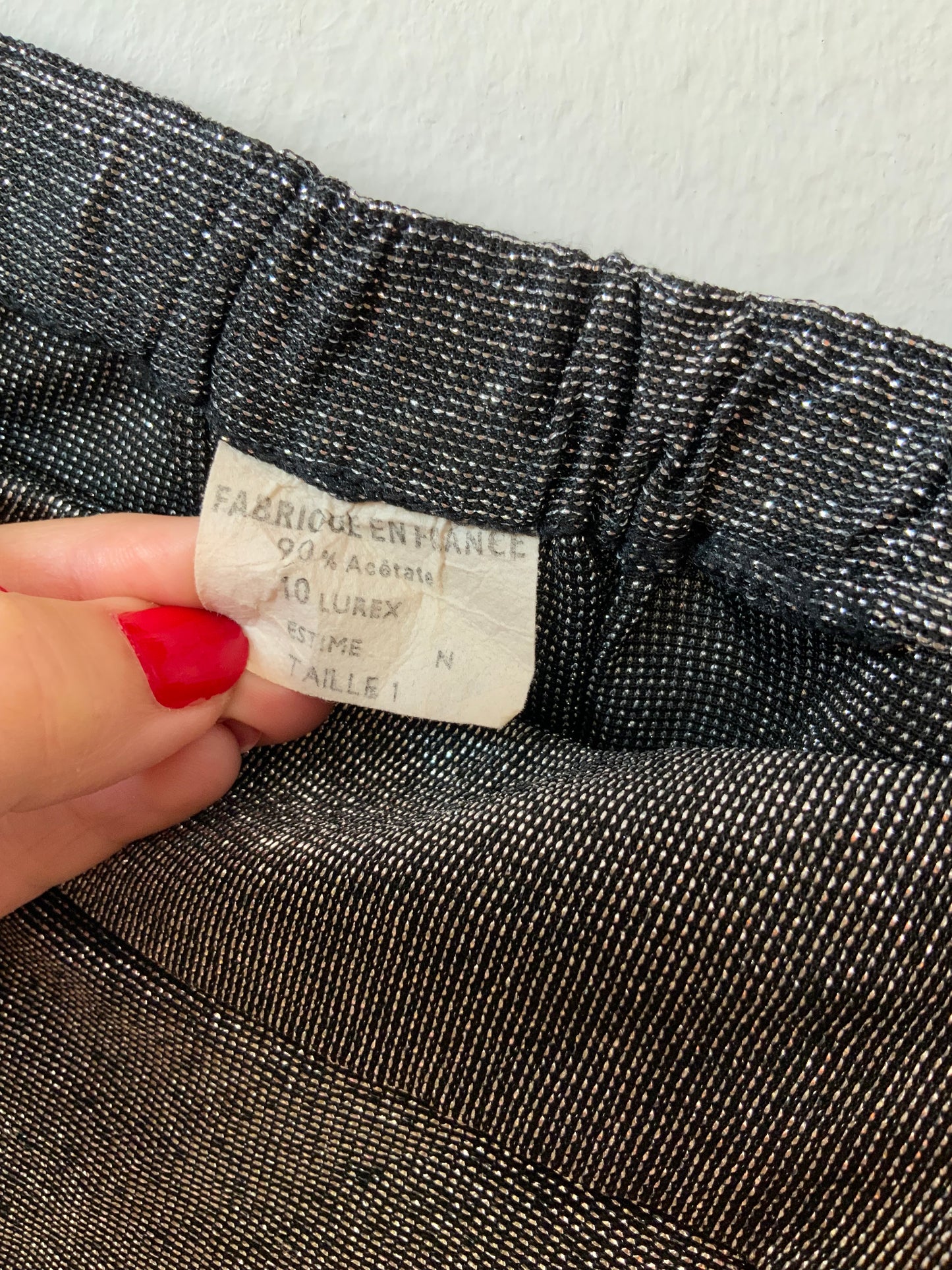 Top débardeur 1980 Vintage France Lurex Pailleté argent Made in France