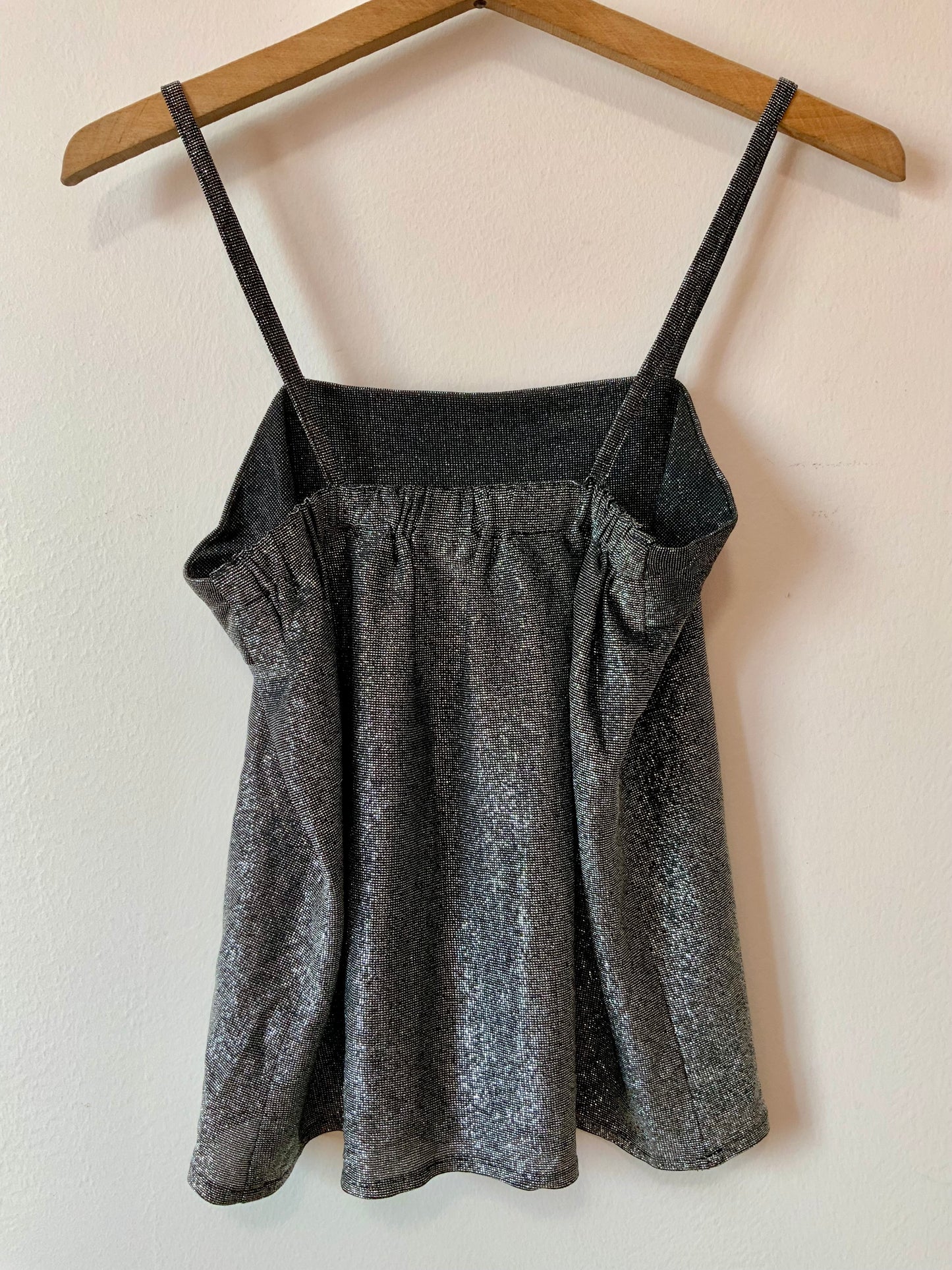 Top débardeur 1980 Vintage France Lurex Pailleté argent Made in France