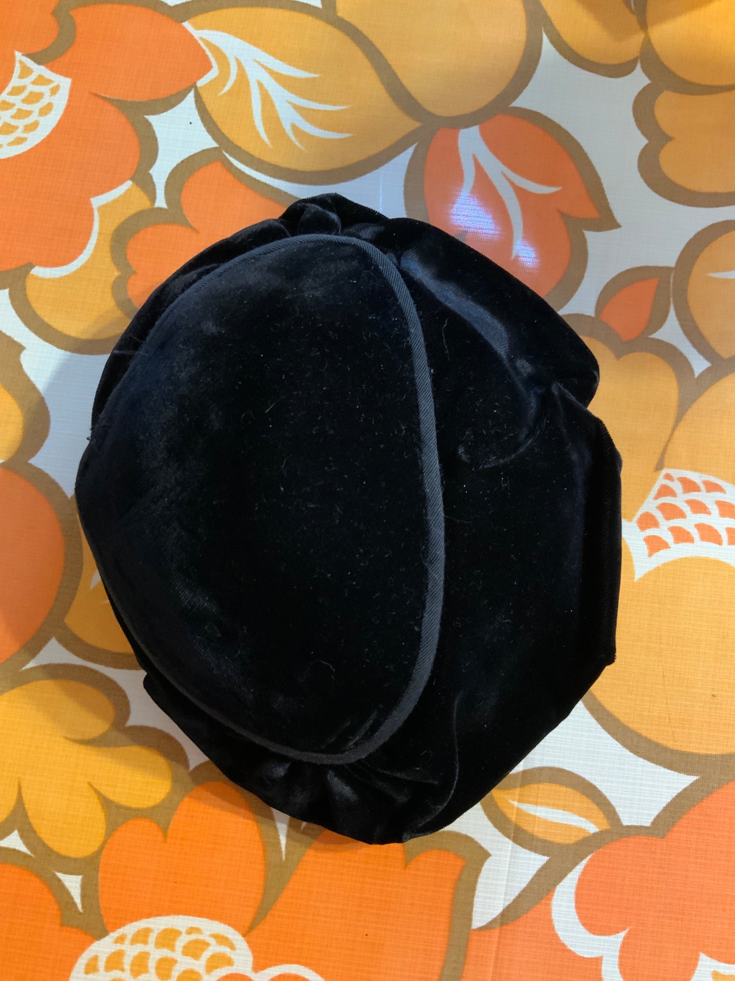 Petite toque velours et soie faite main très ancienne Années 30 Vintage