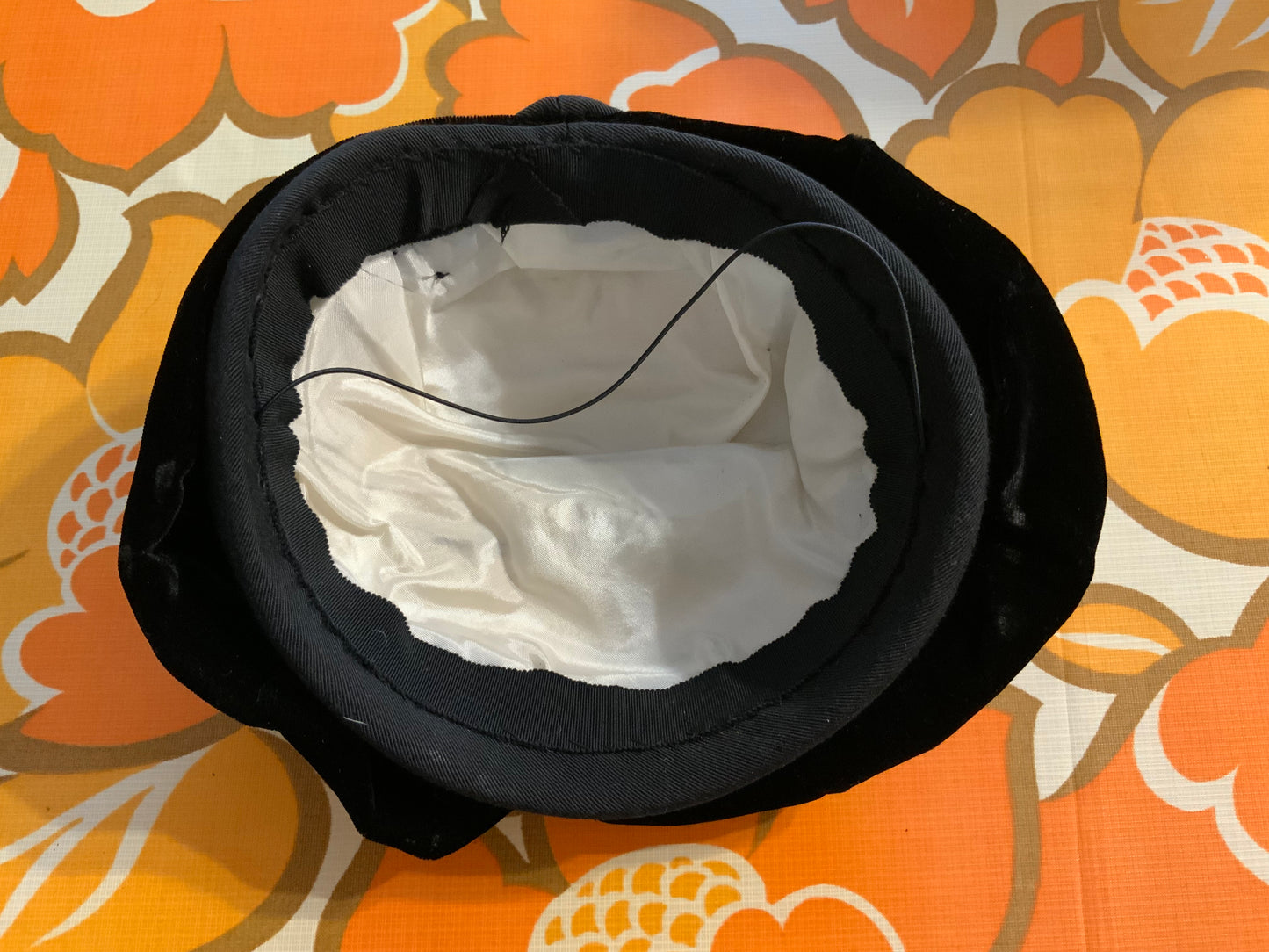 Petite toque velours et soie faite main très ancienne Années 30 Vintage