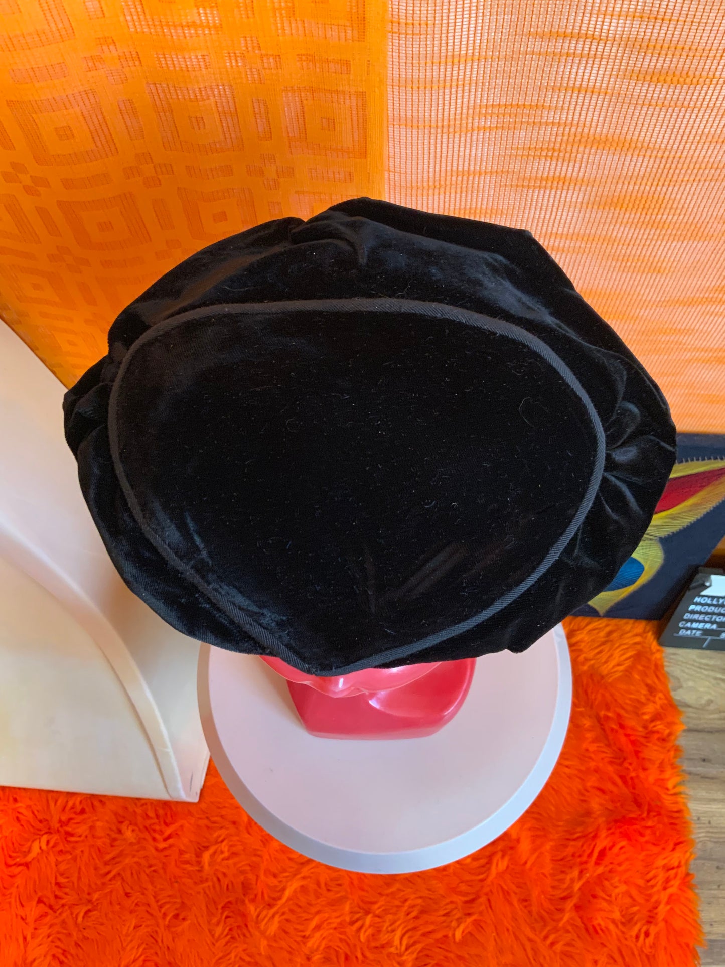 Petite toque velours et soie faite main très ancienne Années 30 Vintage