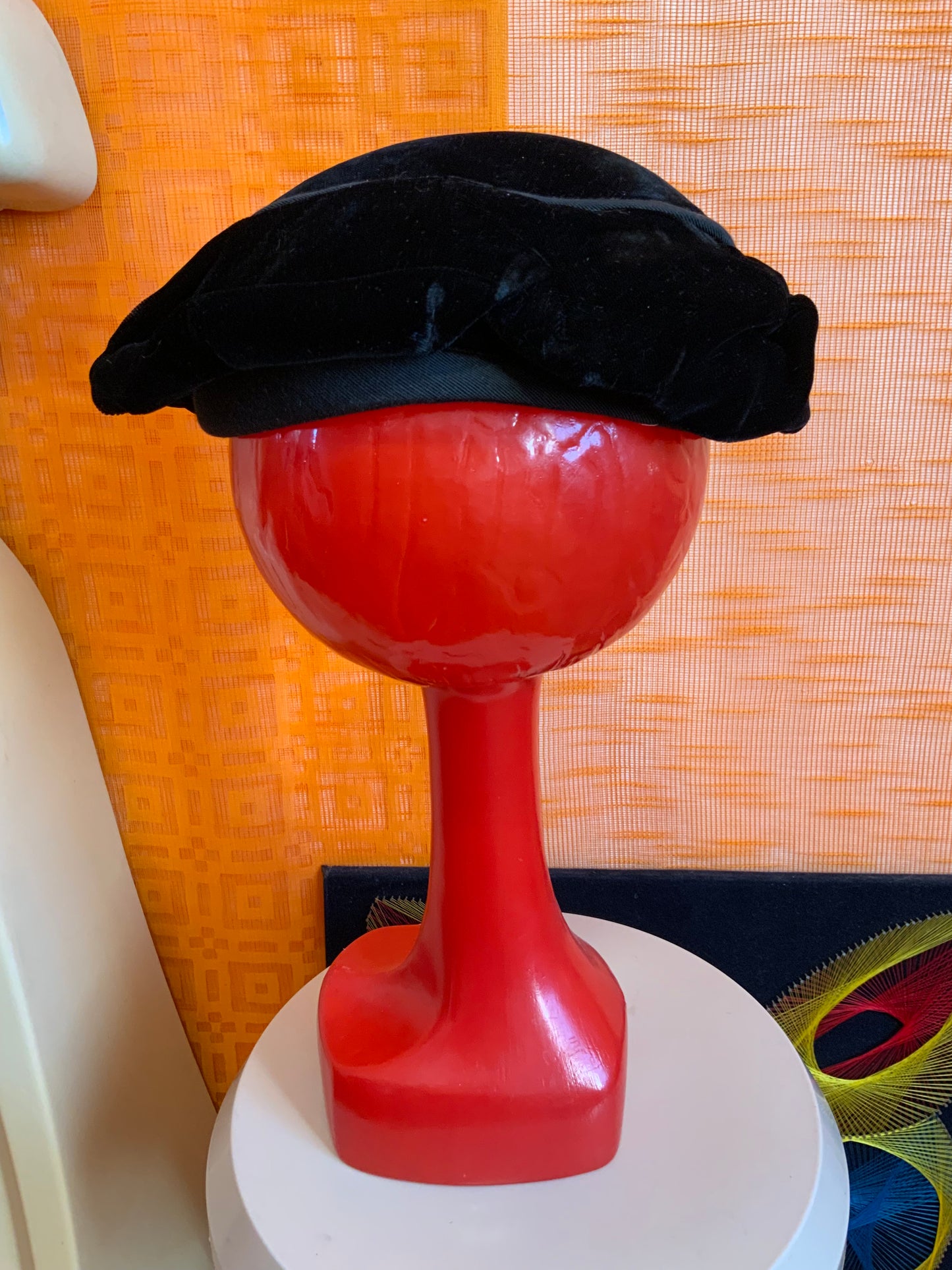 Petite toque velours et soie faite main très ancienne Années 30 Vintage