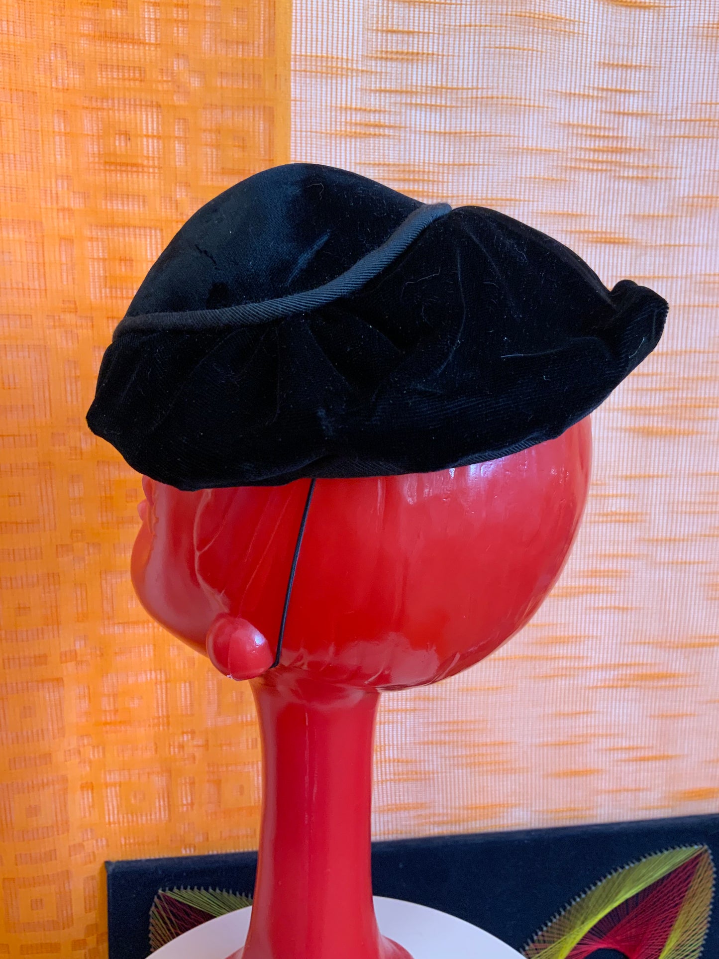 Petite toque velours et soie faite main très ancienne Années 30 Vintage
