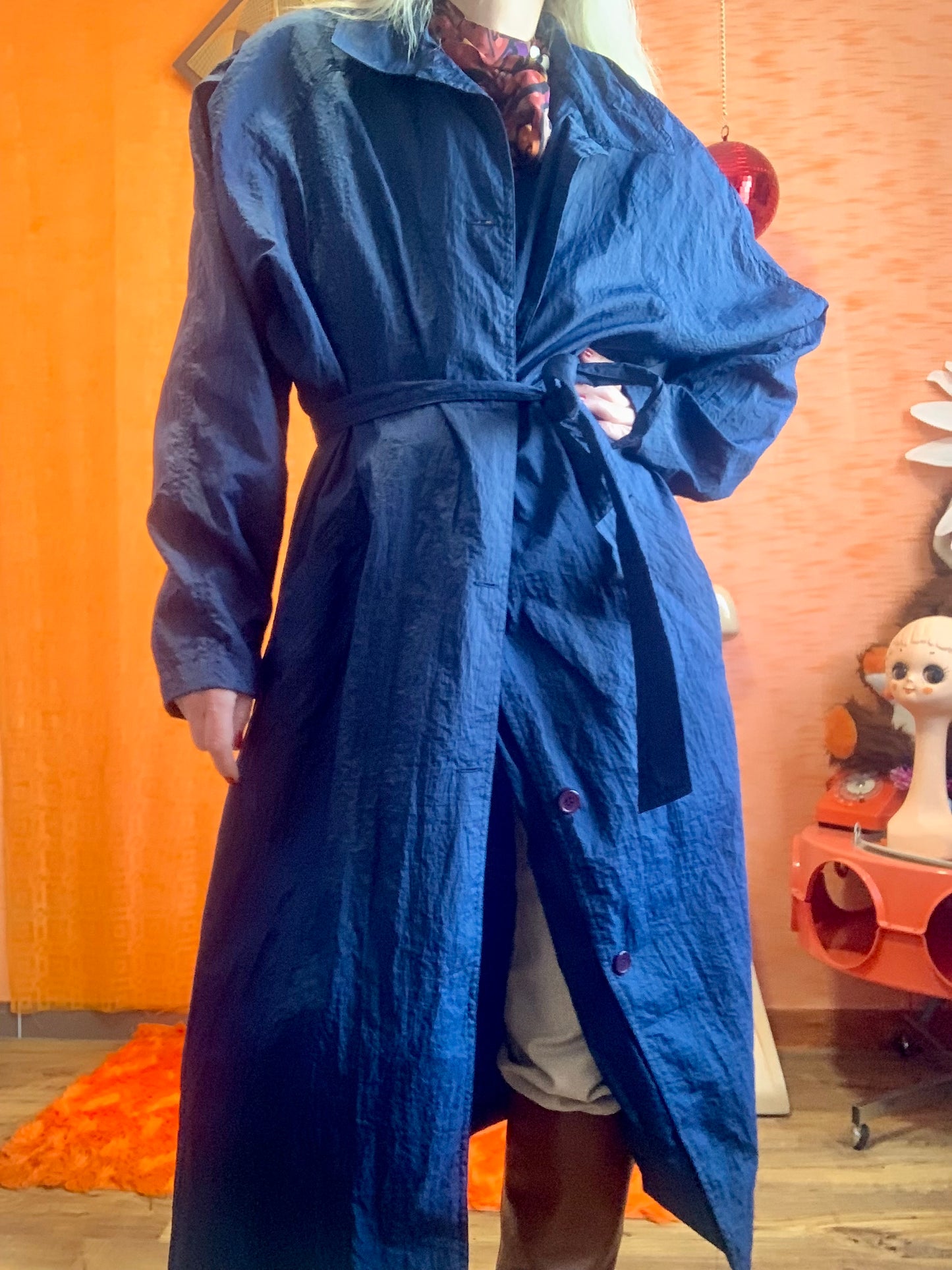 Trench Vintage France matière froissée 1980