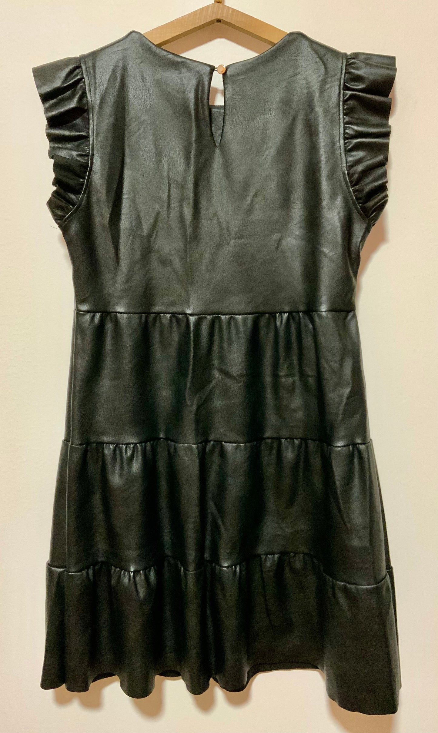 Robe à volants Vintage 1990 Simili cuir Italy
