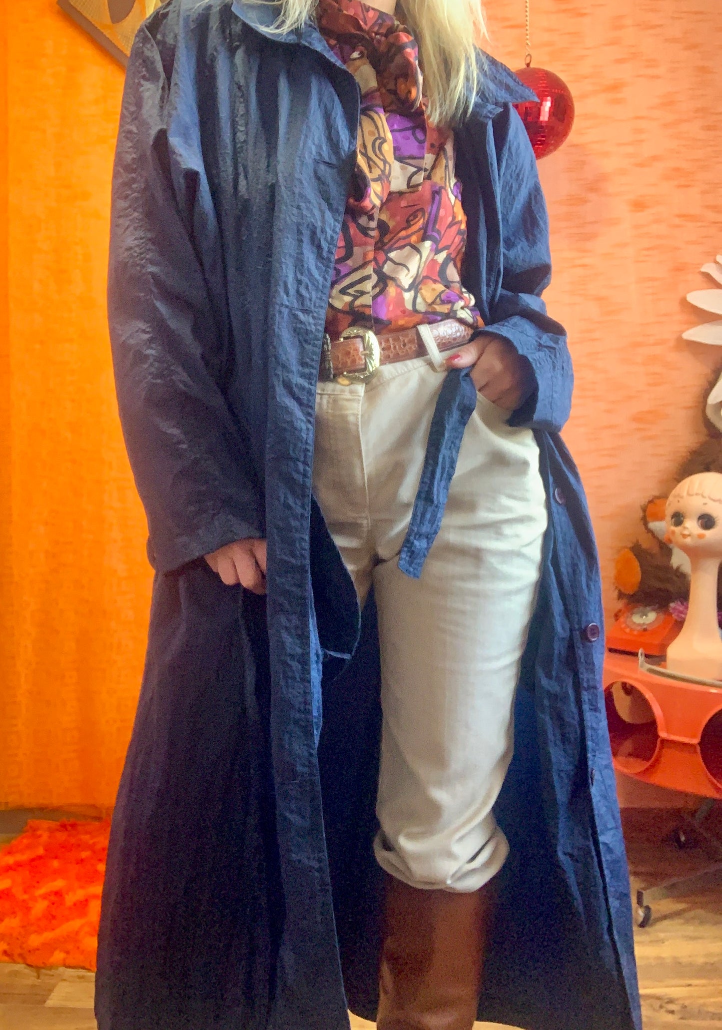 Trench Vintage France matière froissée 1980