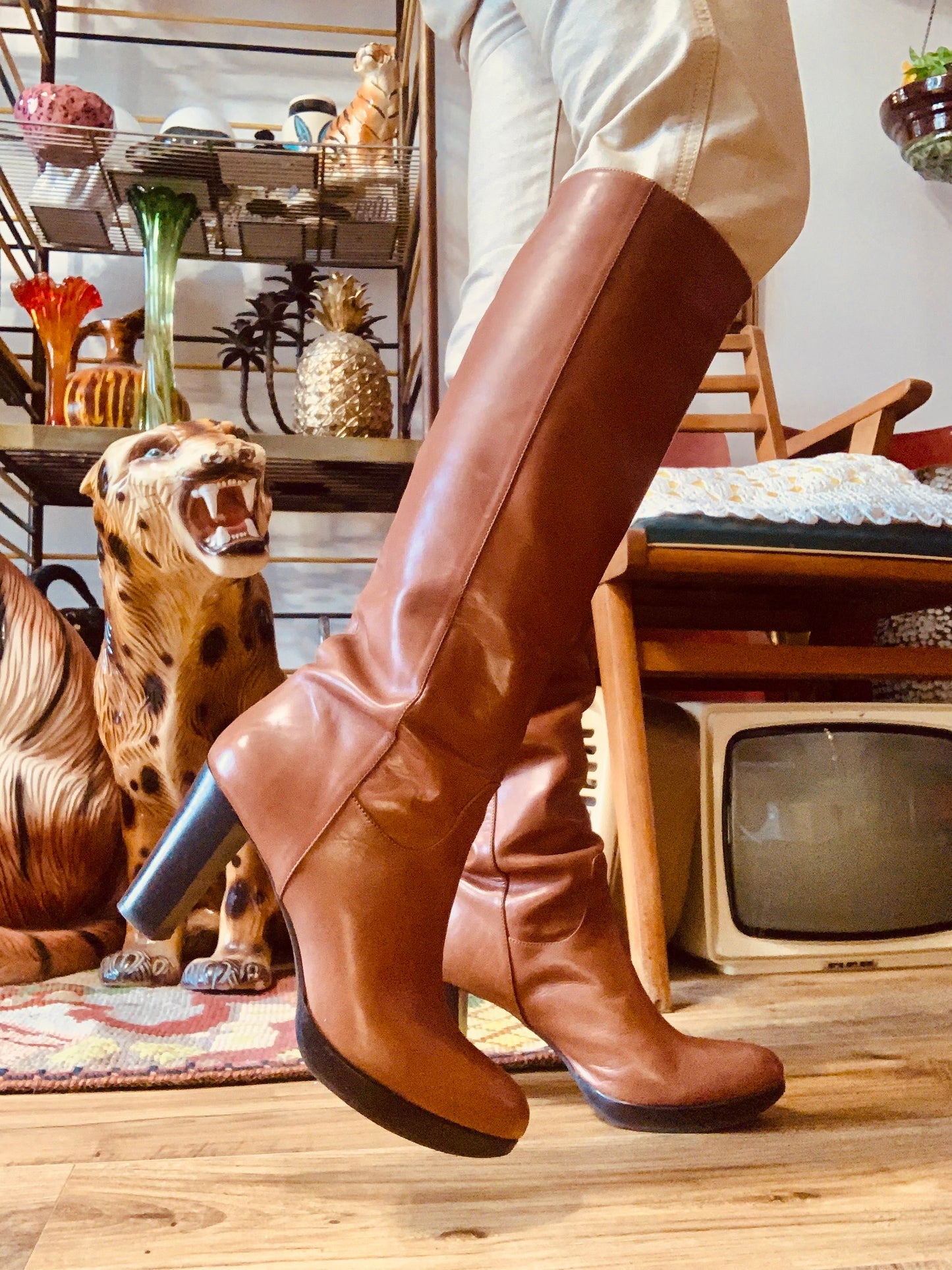 Superbes bottes Carel Cuir Italy Vintage