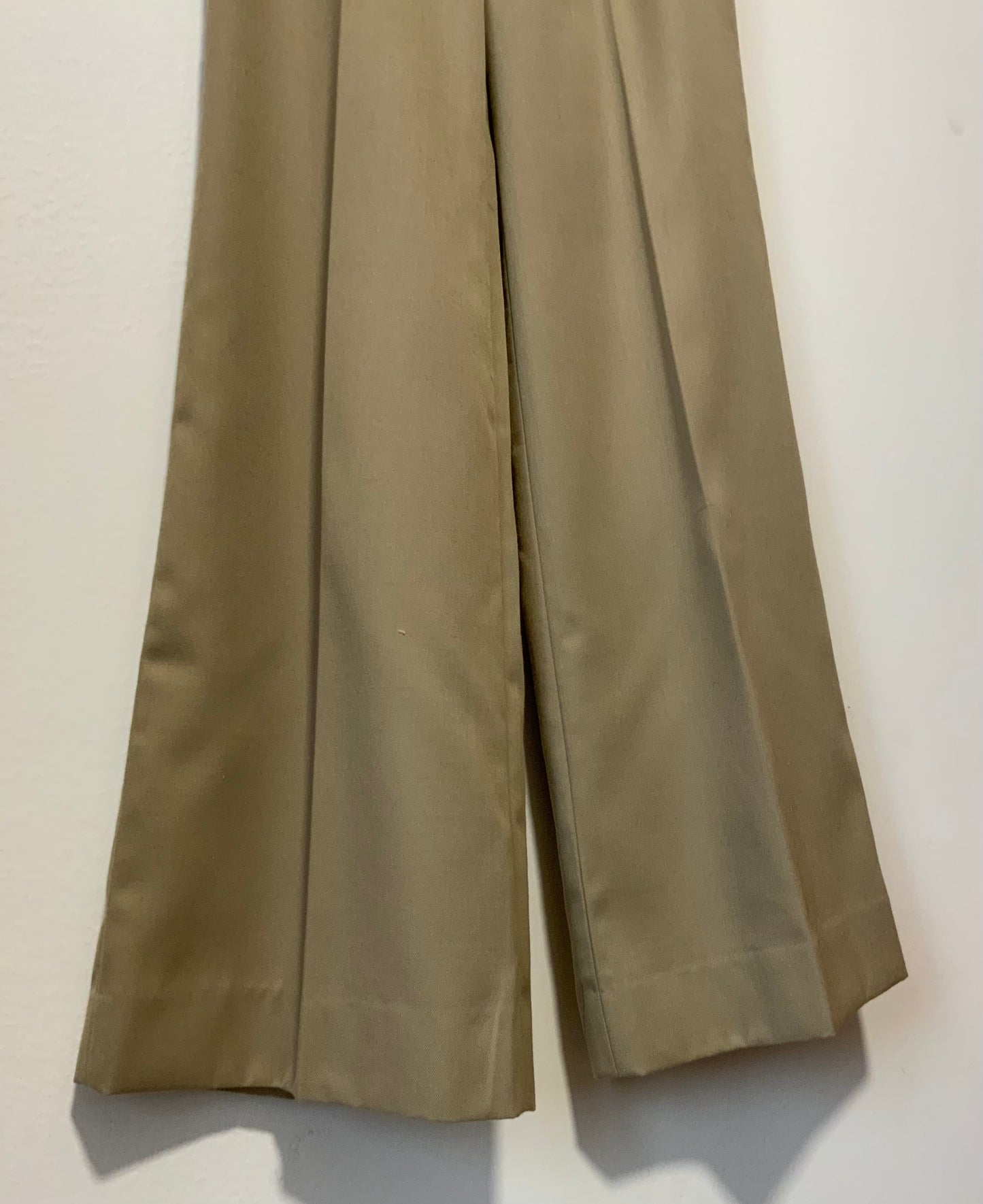 Pantalon Pattes d’éléphant Tergal Beige Vintage 1970 Flare Coupe Chic
