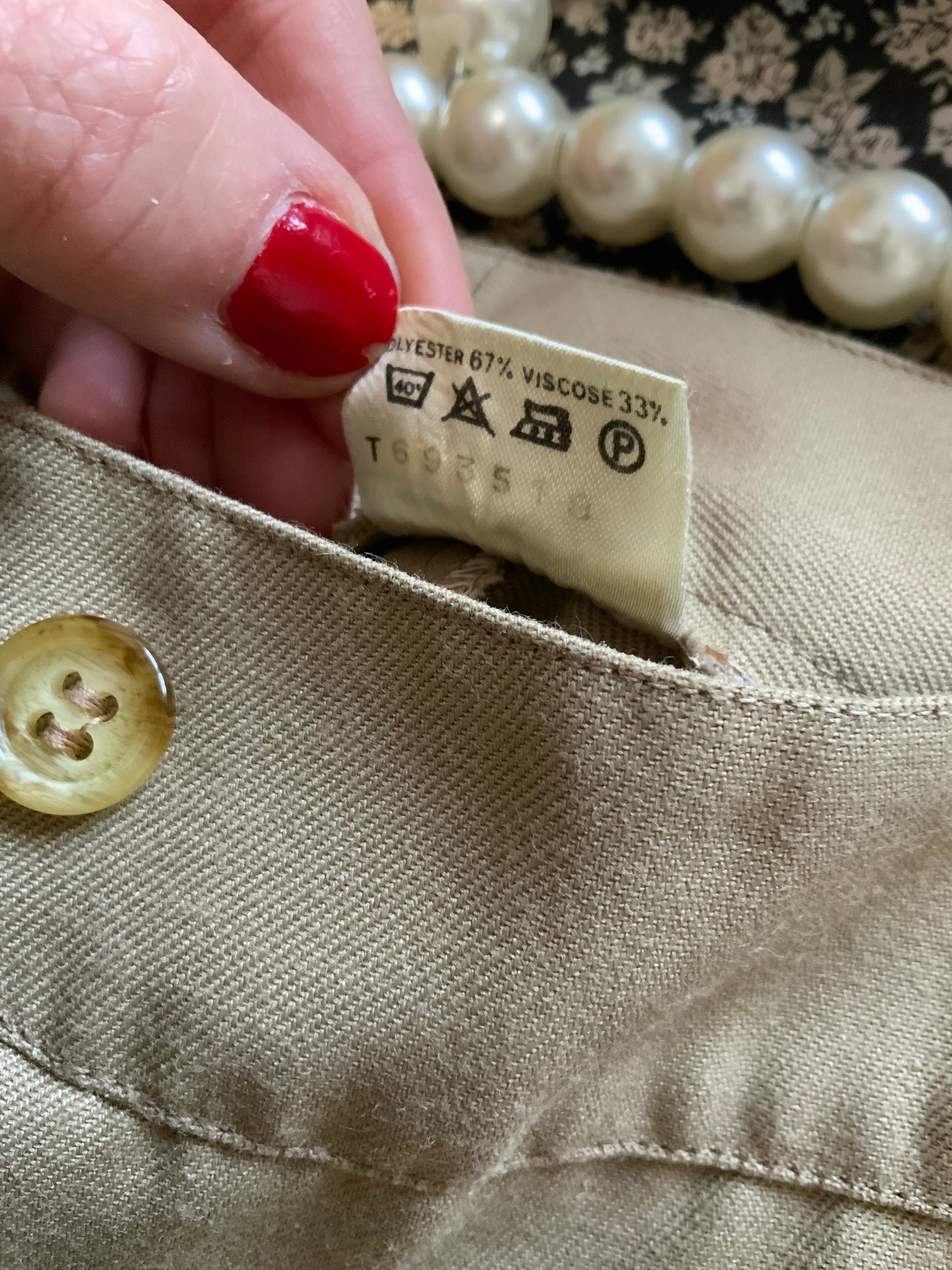 Pantalon Pattes d’éléphant Tergal Beige Vintage 1970 Flare Coupe Chic