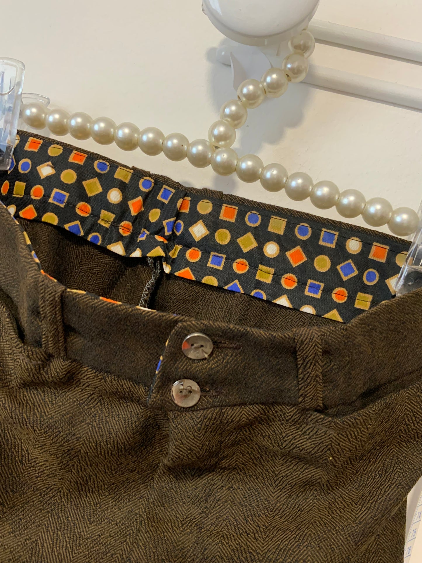 Pantalon Flare Motifs Pattes d’elephant Vintage 1970 Chic laine Peignée Tergal