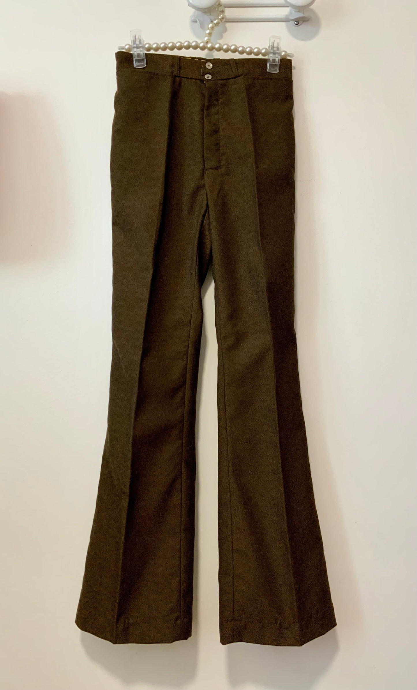 Pantalon Flare Motifs Pattes d’elephant Vintage 1970 Chic laine Peignée Tergal