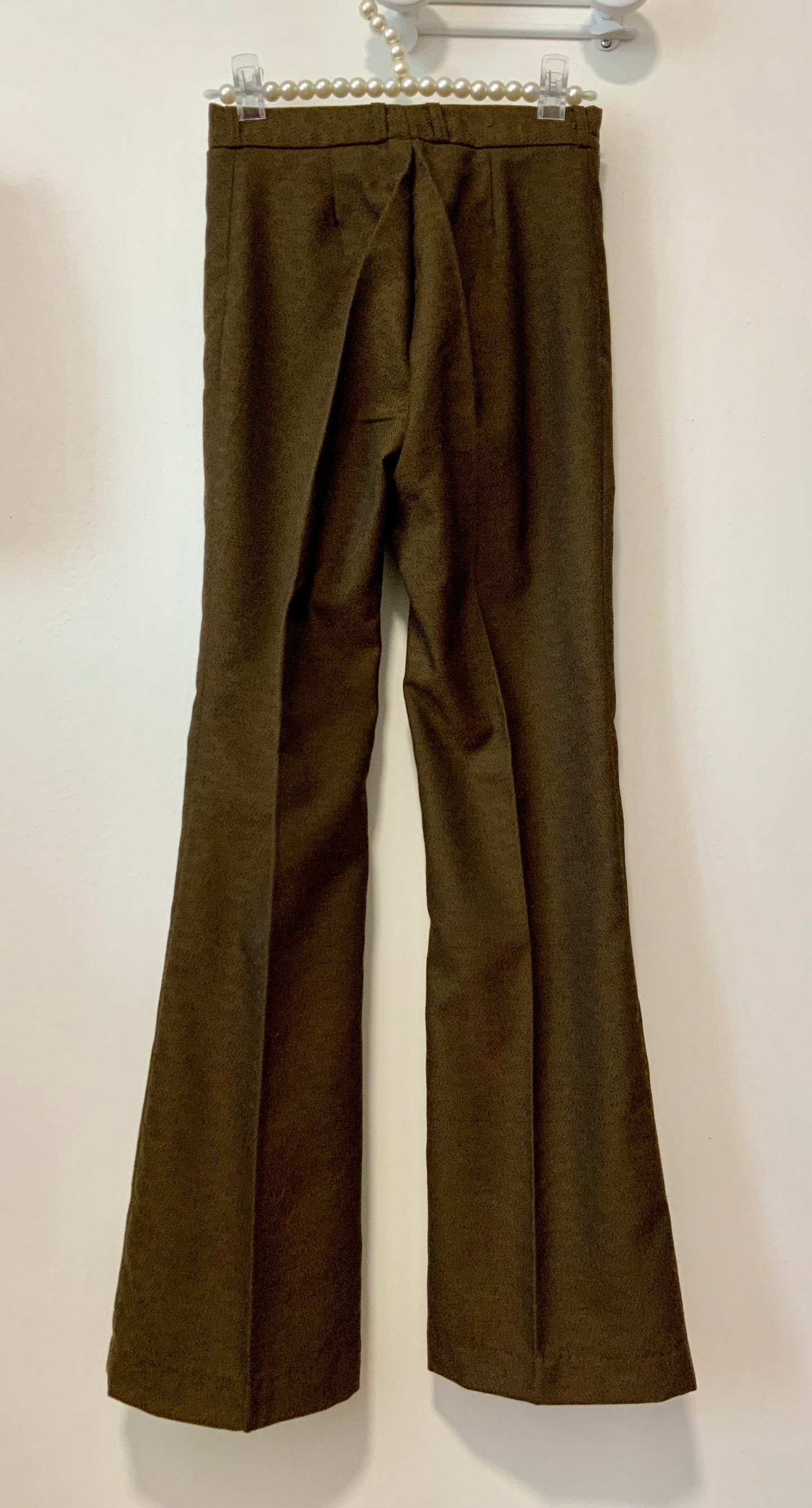 Pantalon Flare Motifs Pattes d’elephant Vintage 1970 Chic laine Peignée Tergal