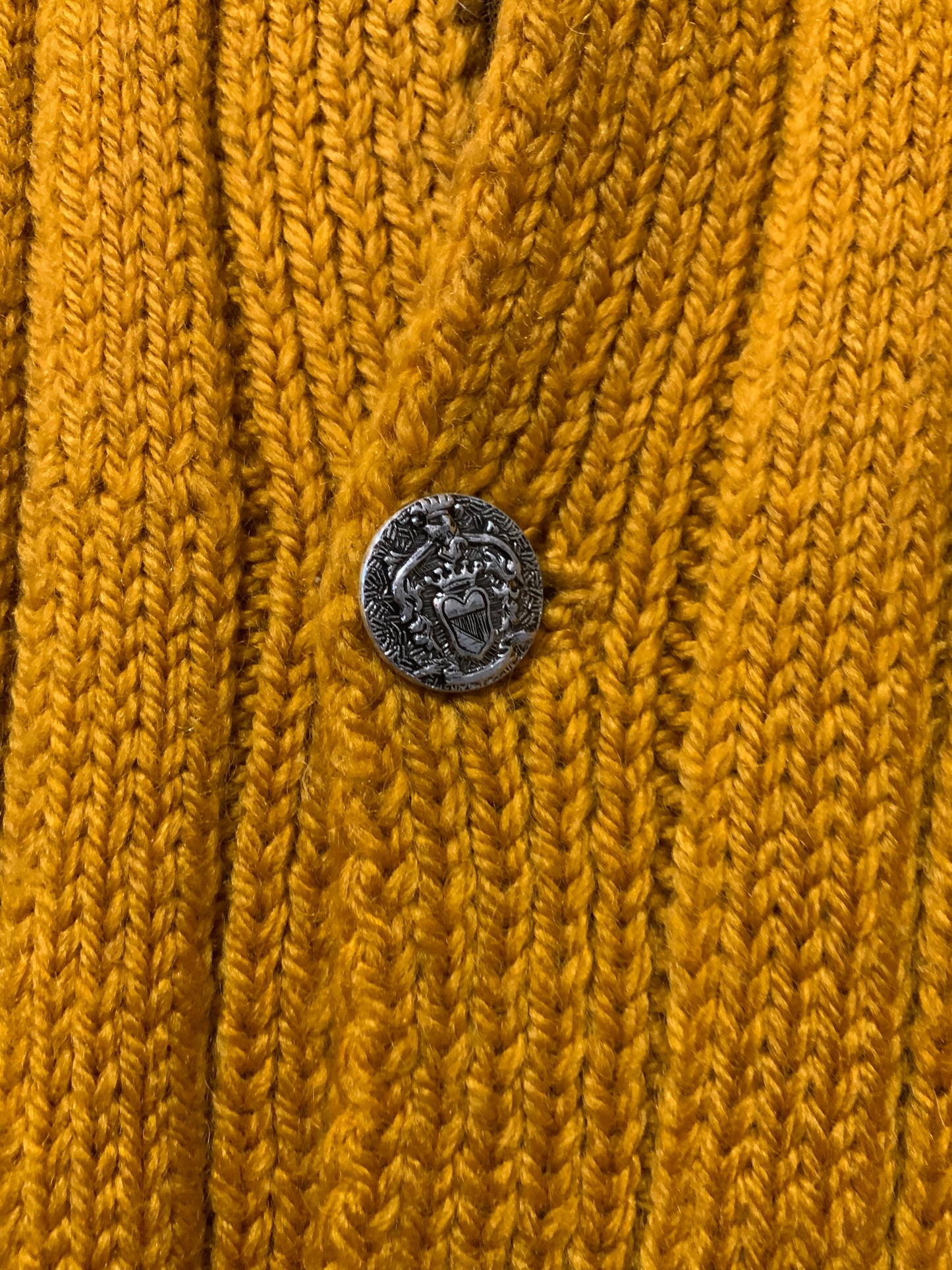 Gilet Tricot grosse Laine Orange fait à la main Vintage boutons métal
