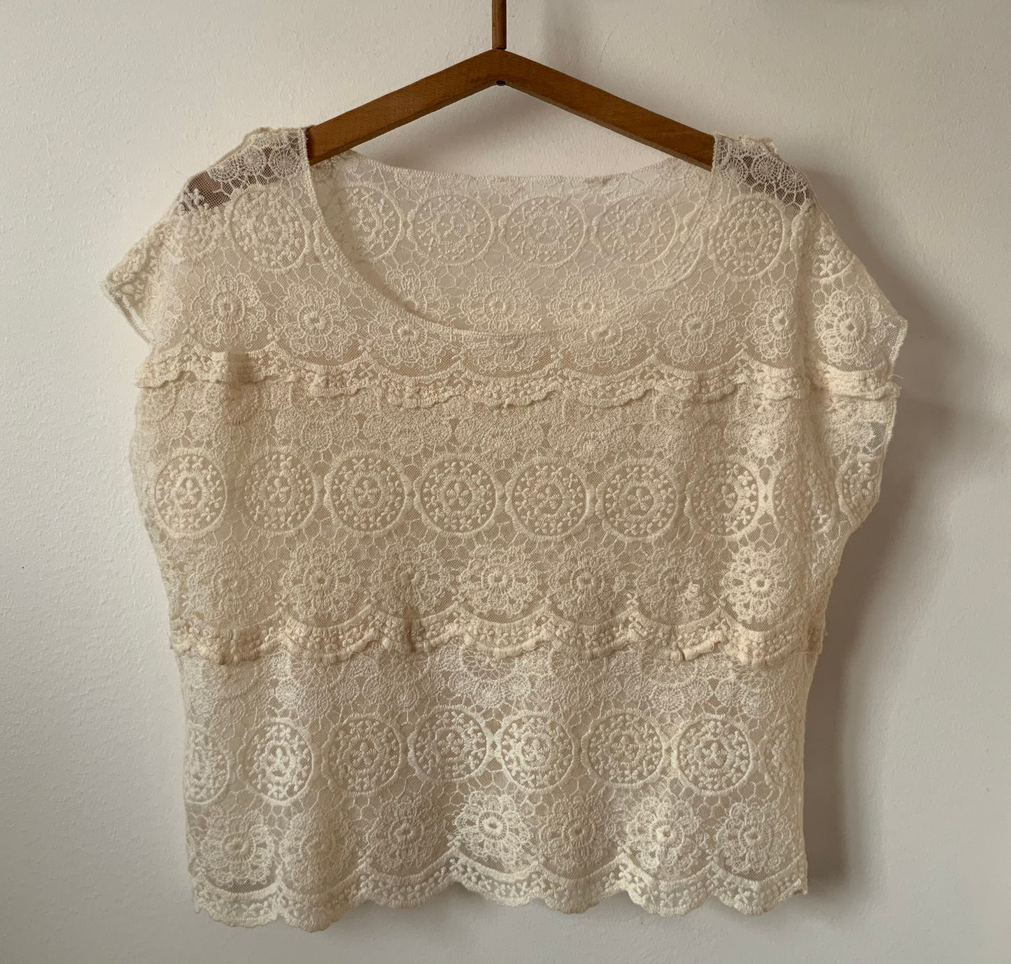 Top Dentelle Transparence Vintage 1990 Fleurs Bohème