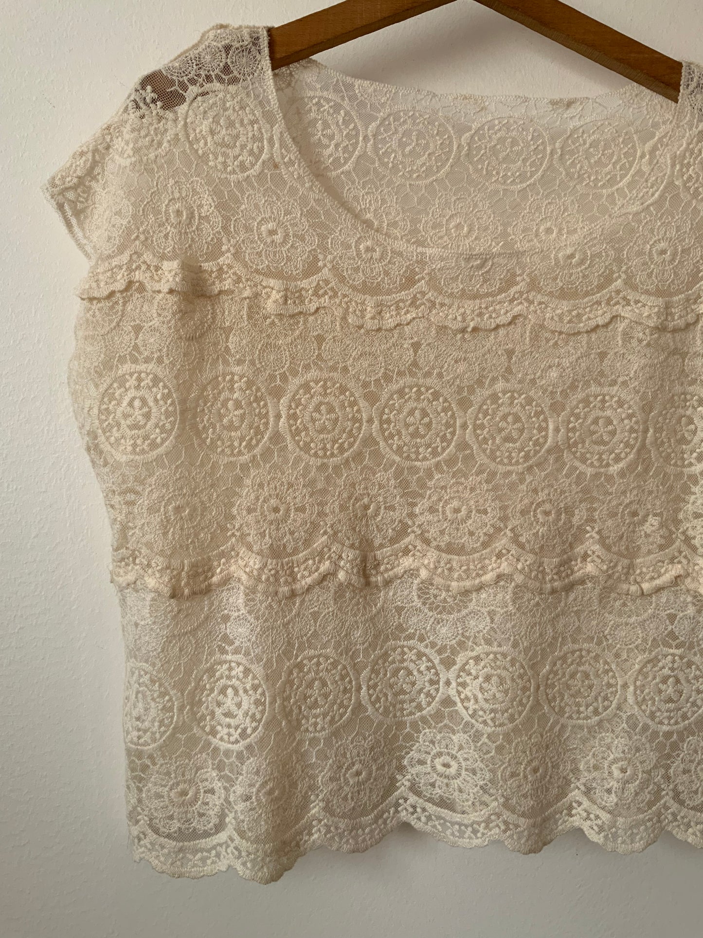 Top Dentelle Transparence Vintage 1990 Fleurs Bohème