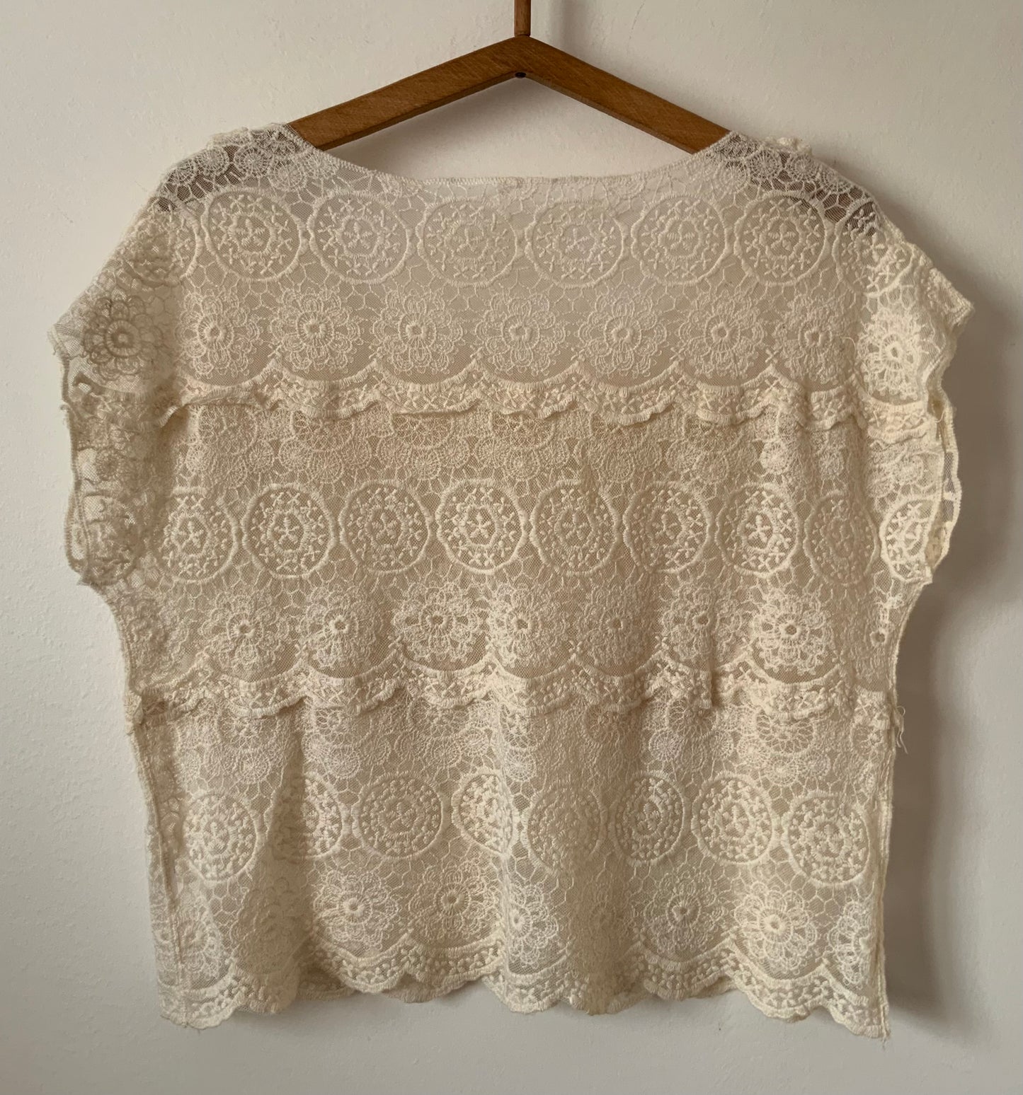 Top Dentelle Transparence Vintage 1990 Fleurs Bohème