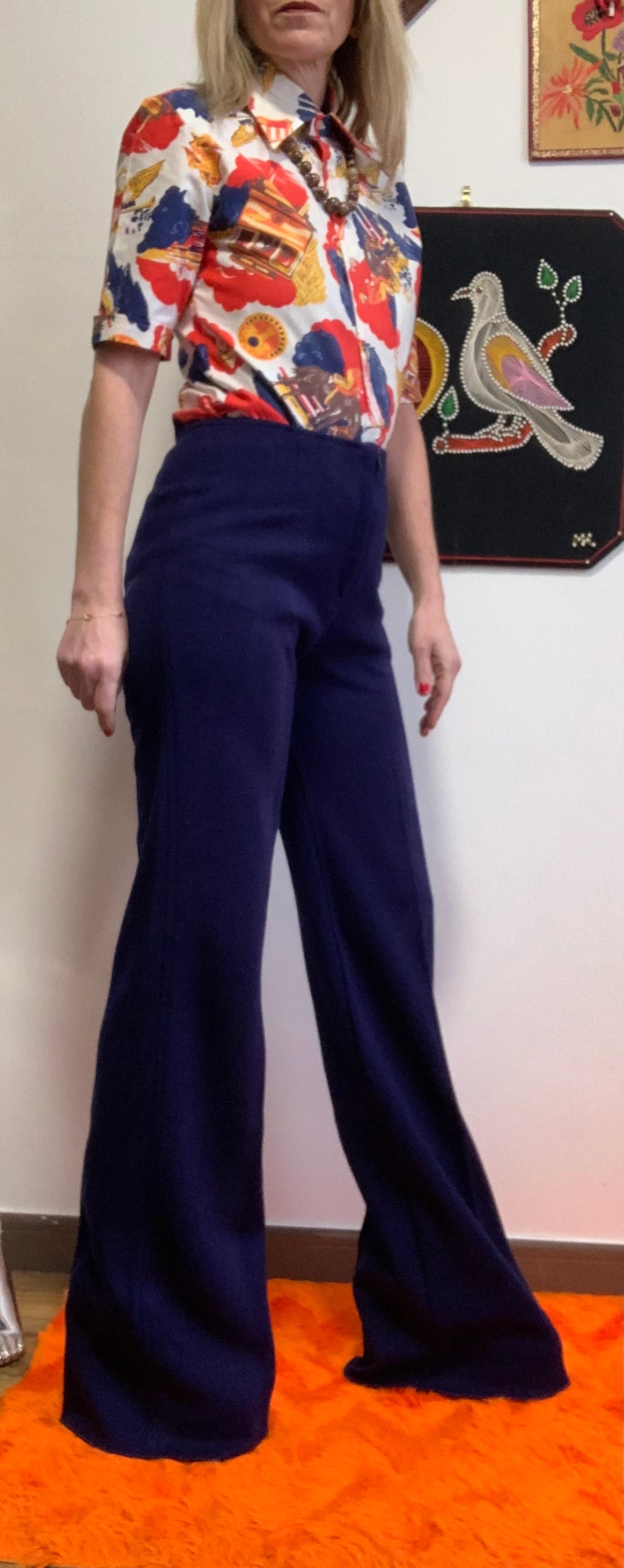 Superbe pantalon pattes d’éléphant Dralon Original Vintage 1970