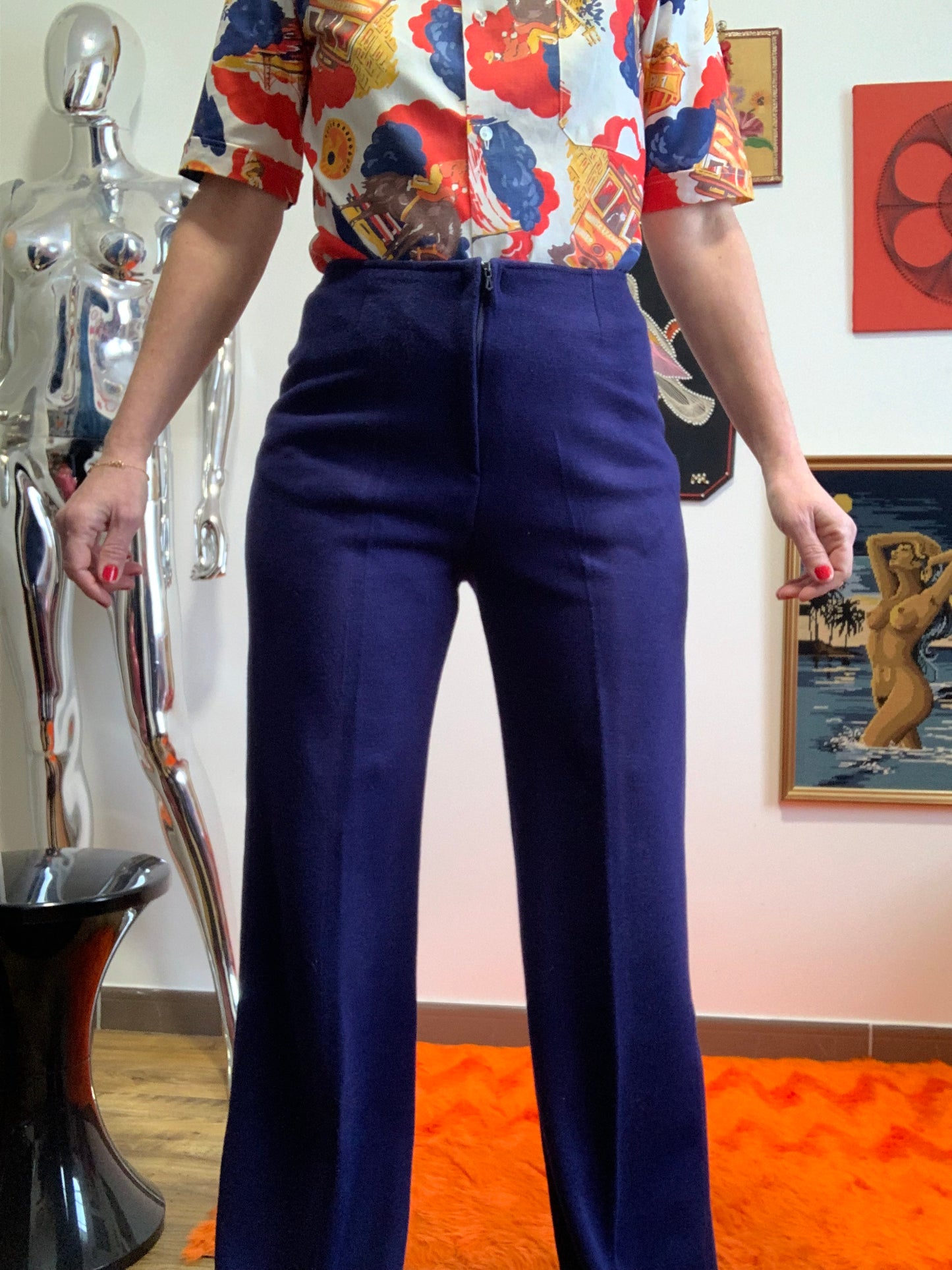 Superbe pantalon pattes d’éléphant Dralon Original Vintage 1970
