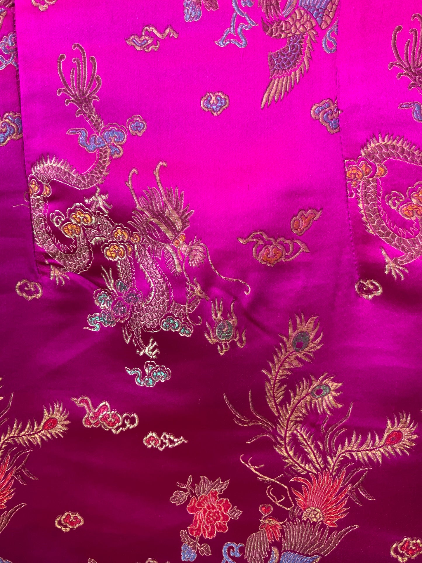 Robe Chinoise Soie rose et Motifs Vintage Pépite