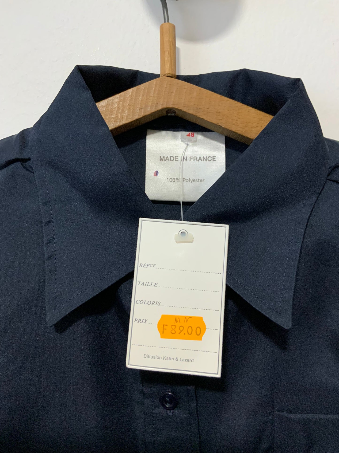 Chemise Chic grand col Vintage Made in France Deadstock